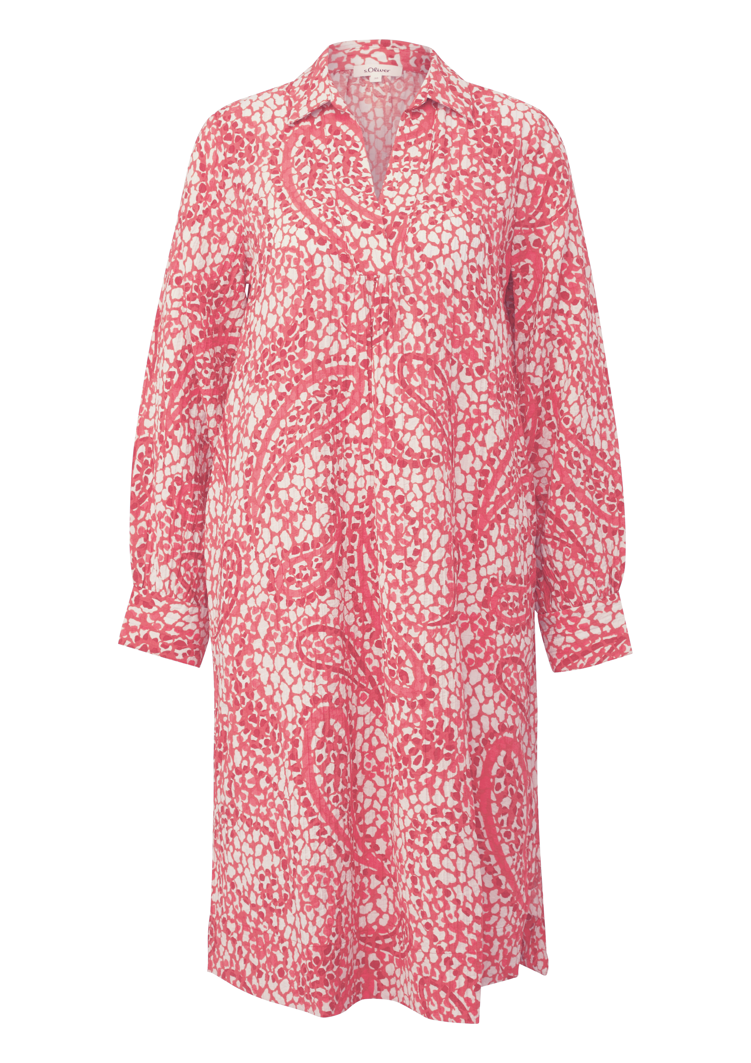s.Oliver - Strukturiertes Hemdblusenkleid mit Eingrifftaschen, Damen, rot