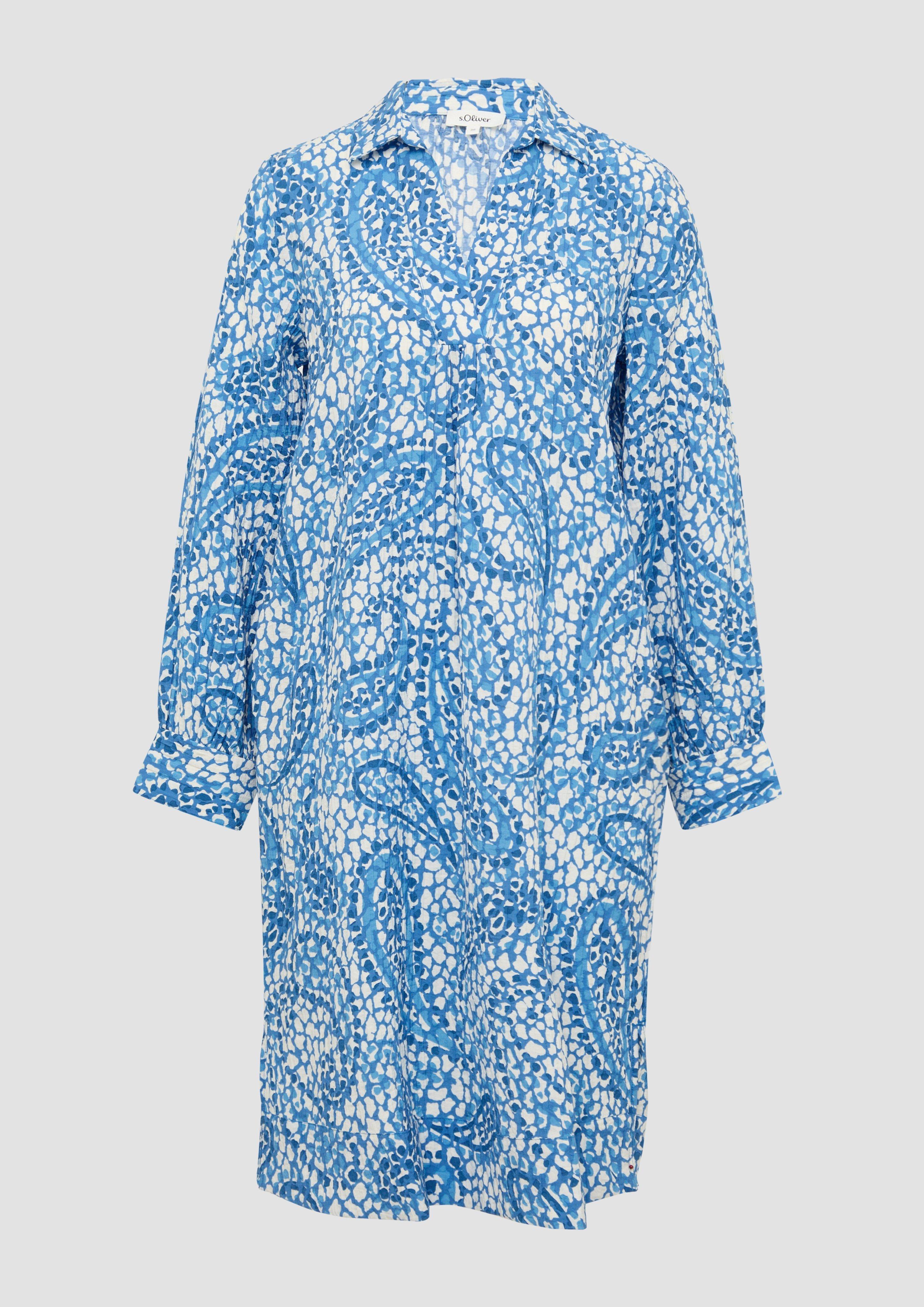 s.Oliver - Strukturiertes Hemdblusenkleid mit Eingrifftaschen, Damen, blau