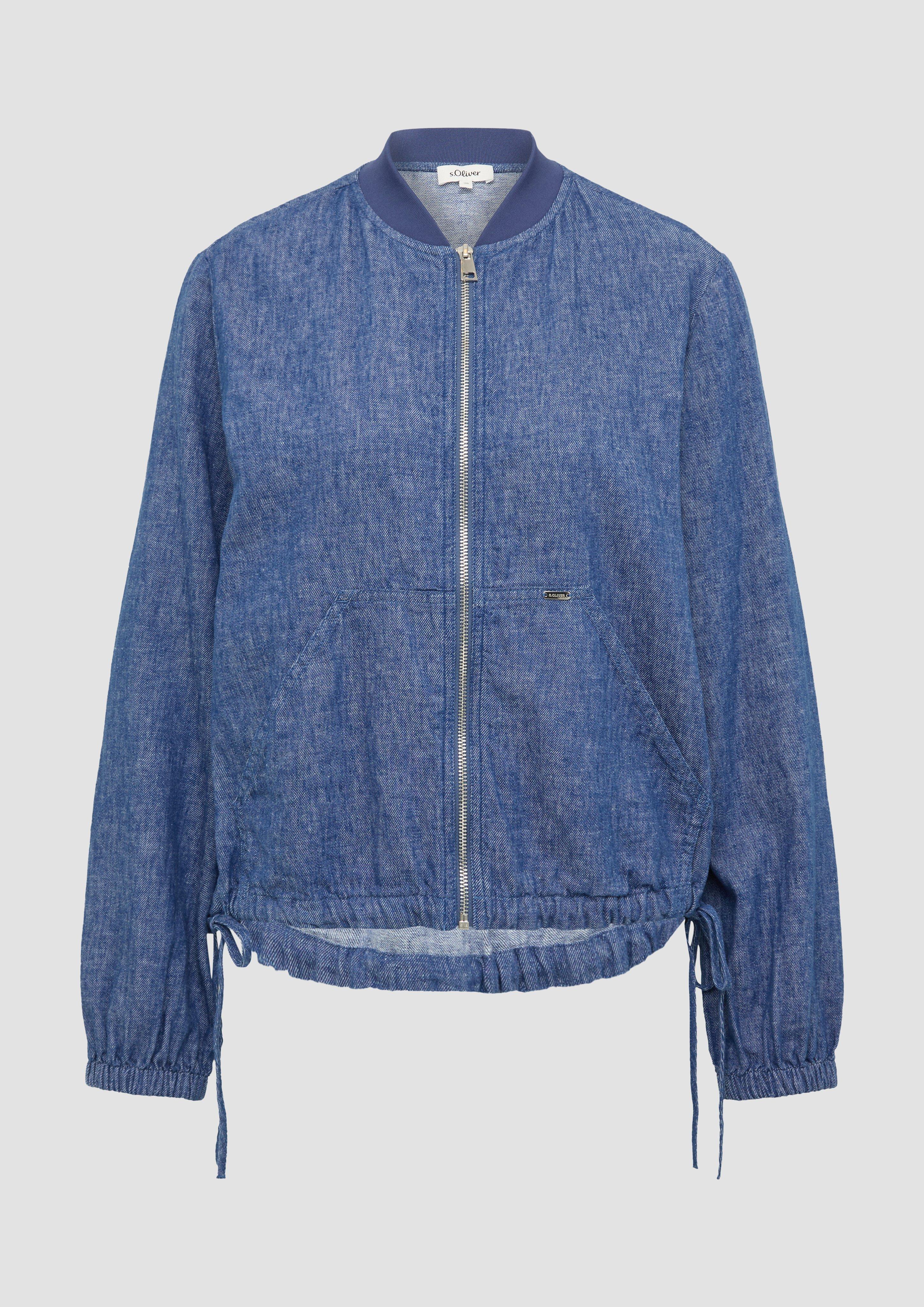 s.Oliver - Leinenmix-Blouson mit Raffungen, Damen, blau
