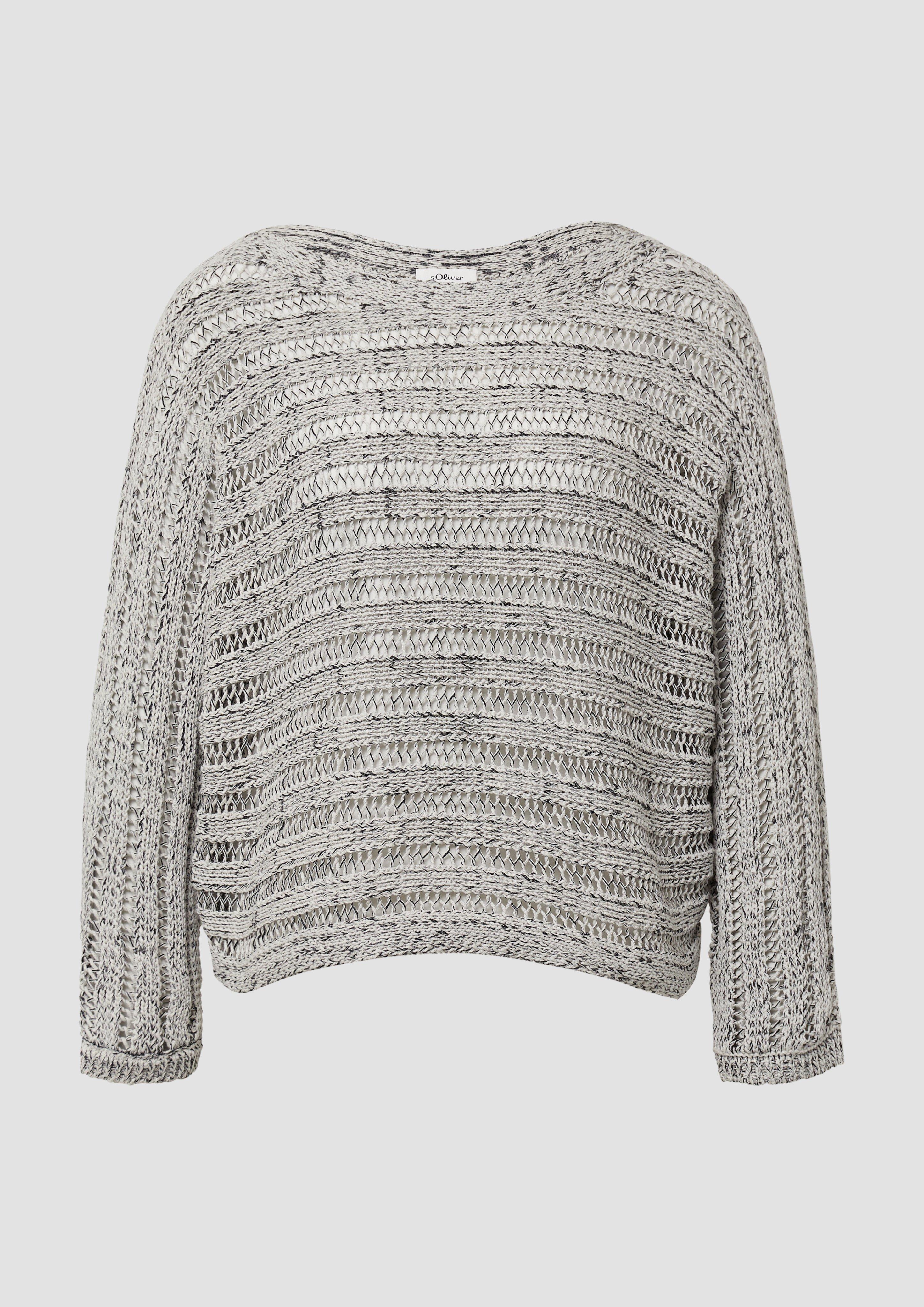 s.Oliver - Pullover aus Ajourstrick mit U-Boot-Ausschnitt und Fledermausärmeln, Damen, creme