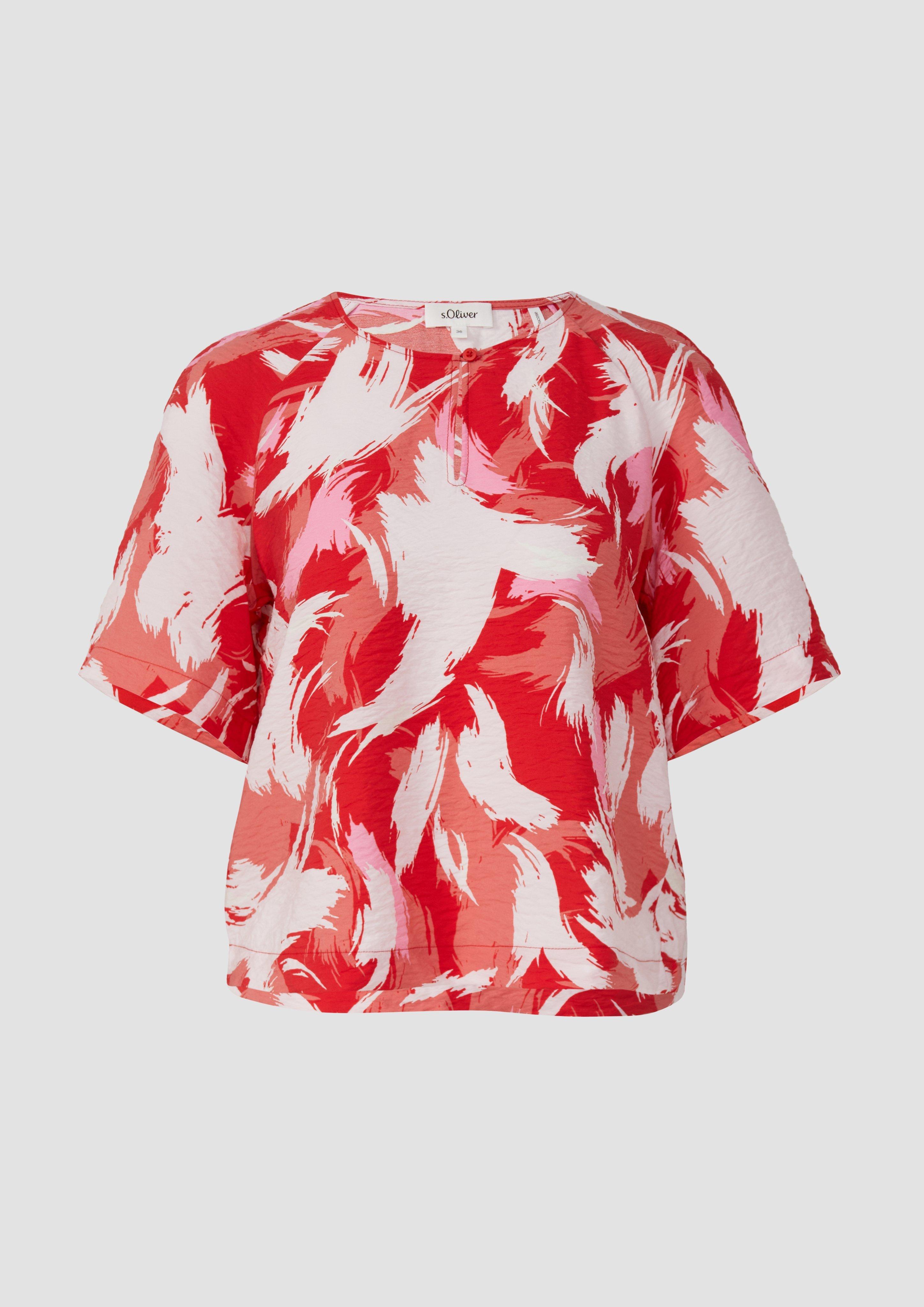 s.Oliver - Verkürzte Bluse aus strukturiertem Viskosemix, Damen, rot