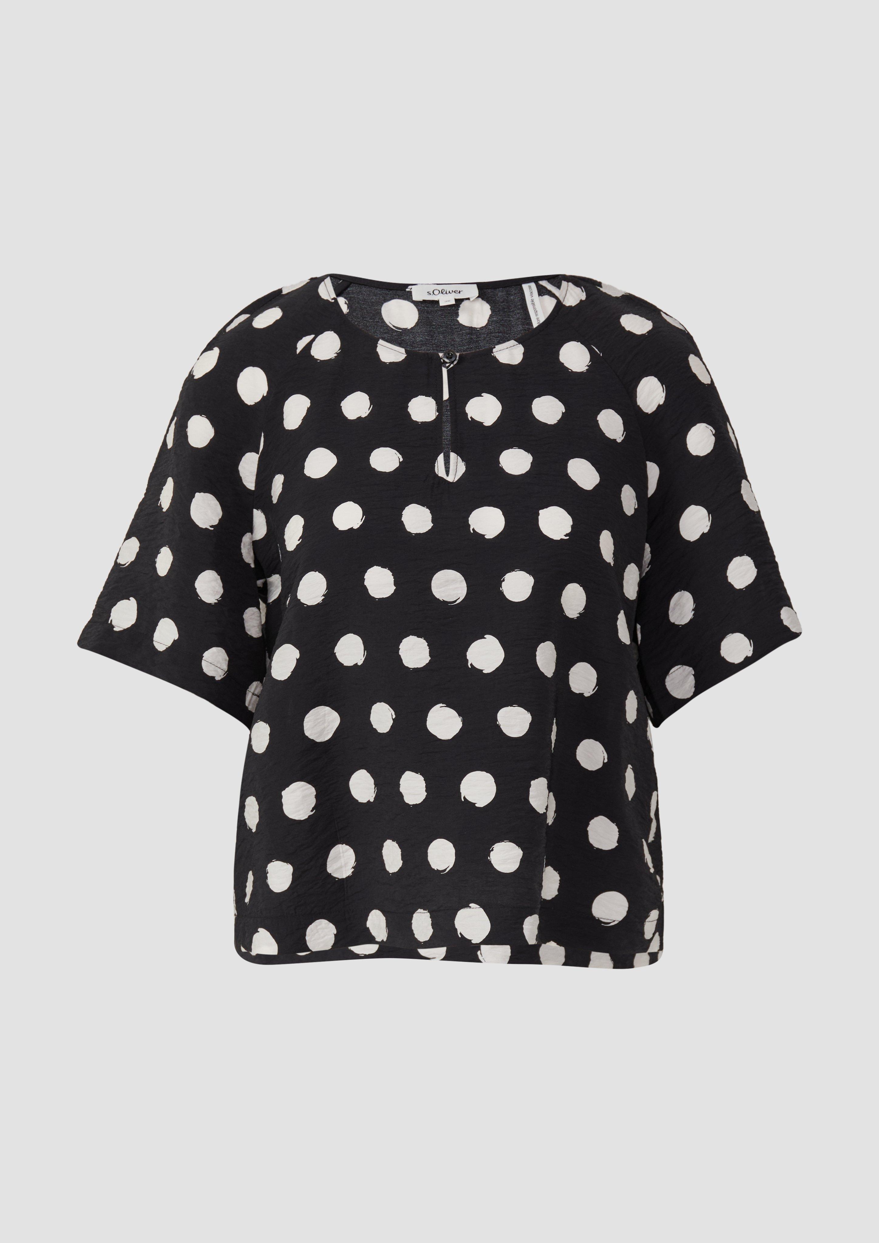 s.Oliver - Verkürzte Bluse aus strukturiertem Viskosemix, Damen, schwarz