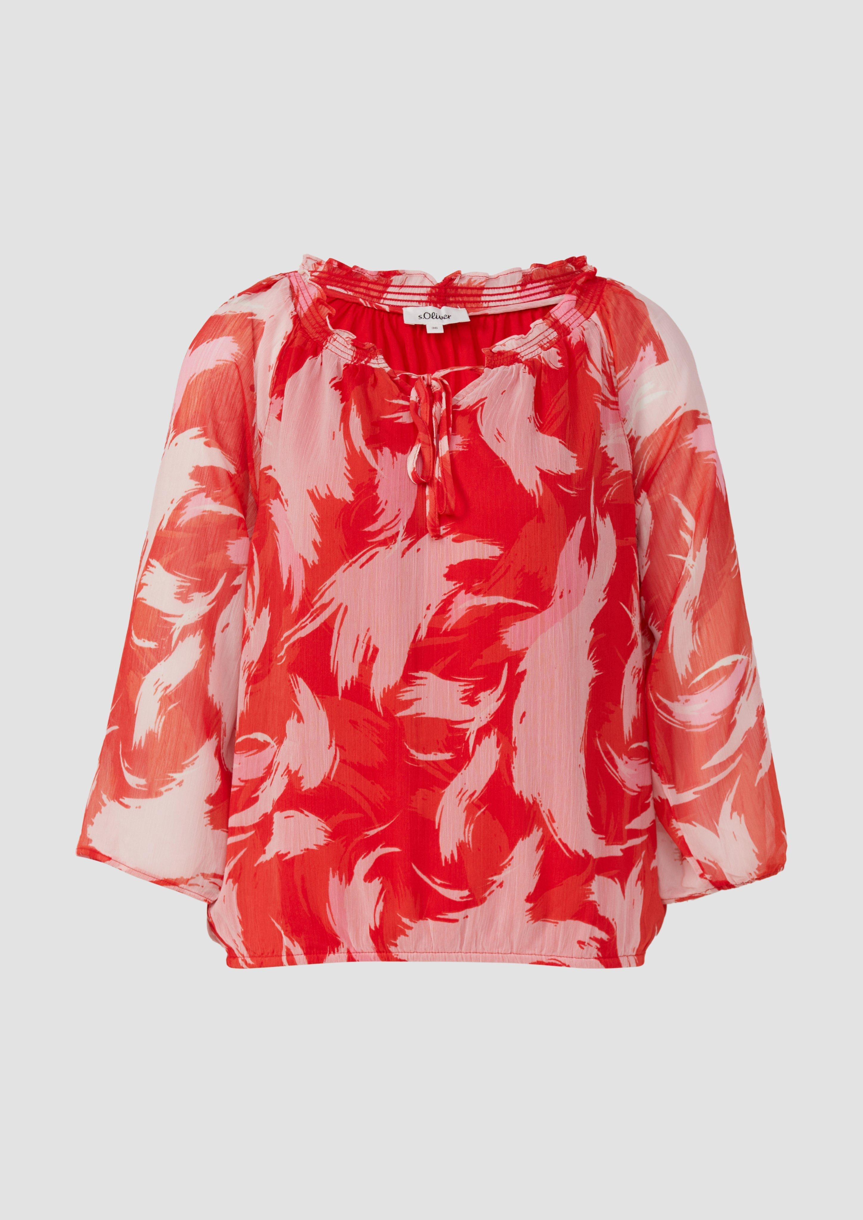 s.Oliver - Bluse mit Raff-Details im Relaxed Fit, Damen, rot