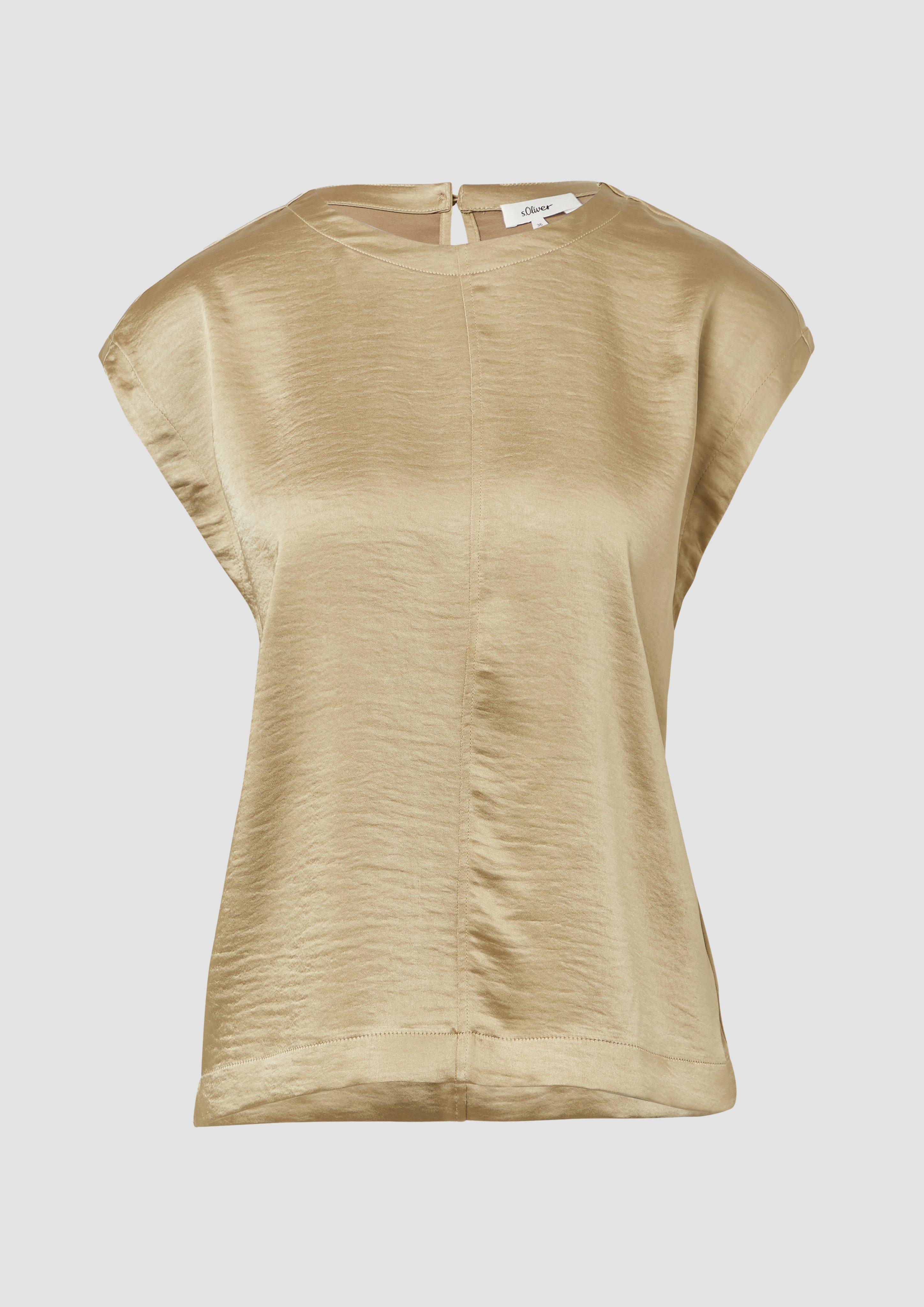 s.Oliver - Satinshirt mit überschnittenen Schultern, Damen, braun