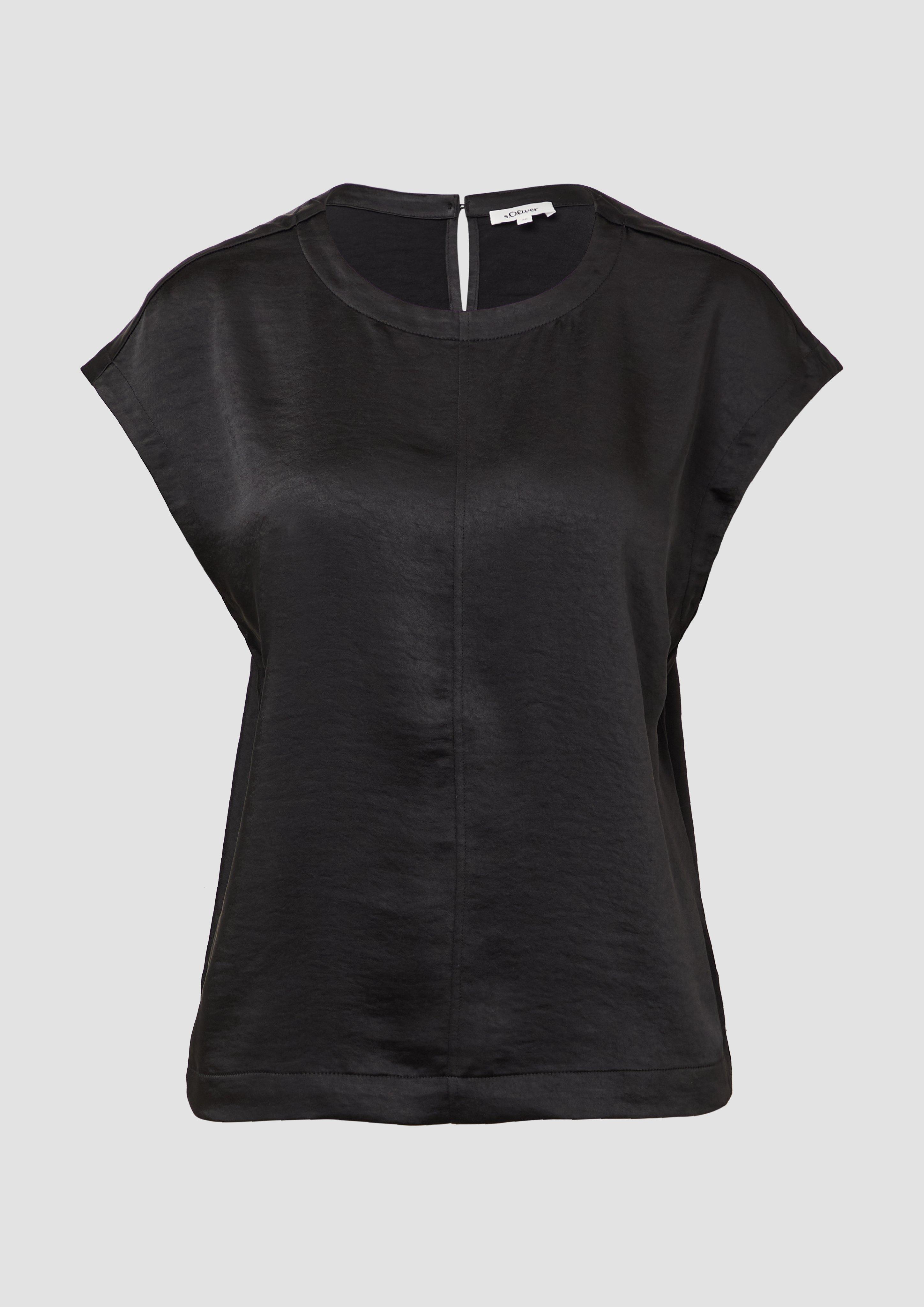 s.Oliver - Satinshirt mit überschnittenen Schultern, Damen, schwarz