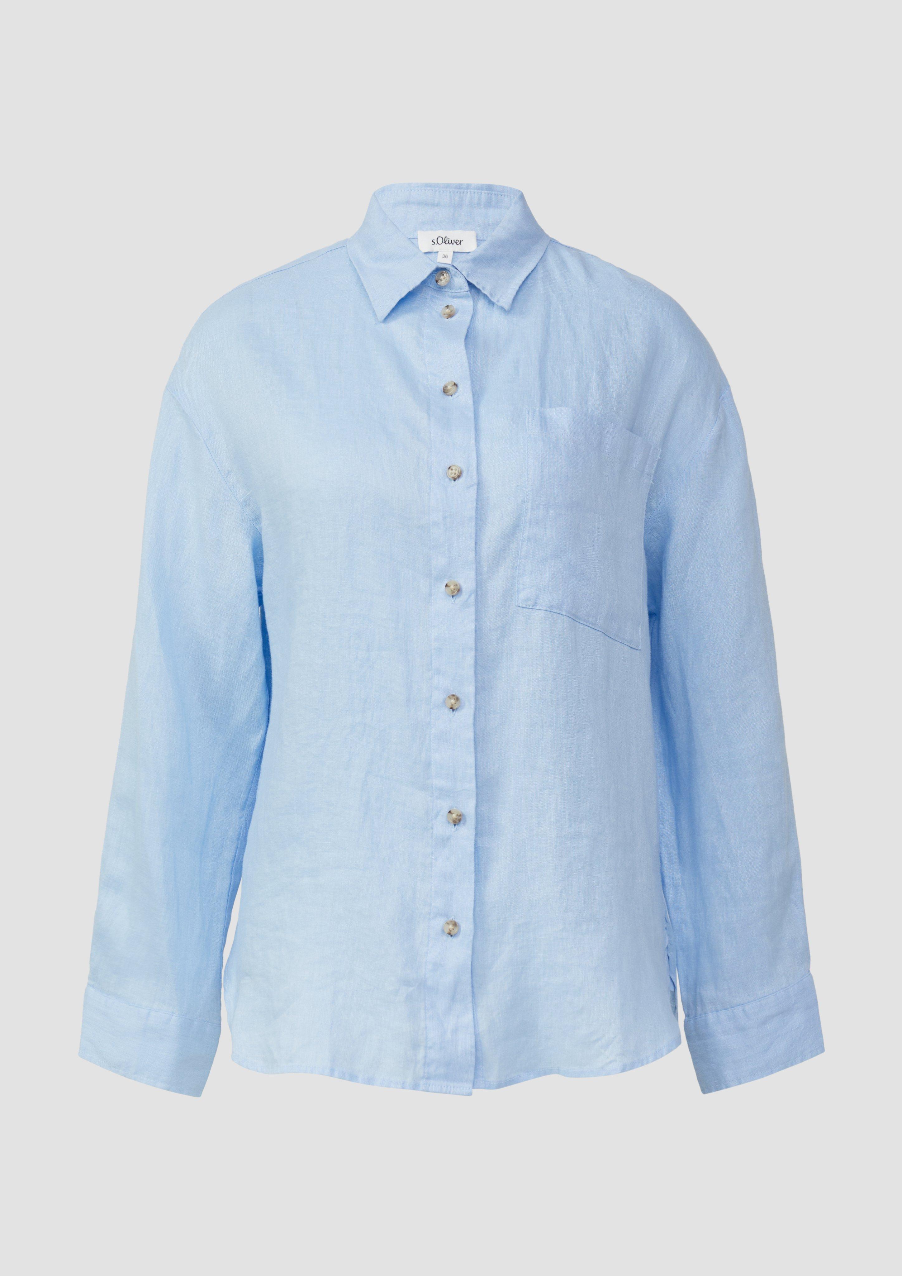 s.Oliver - Oversize Bluse aus reinem Leinen, Damen, blau