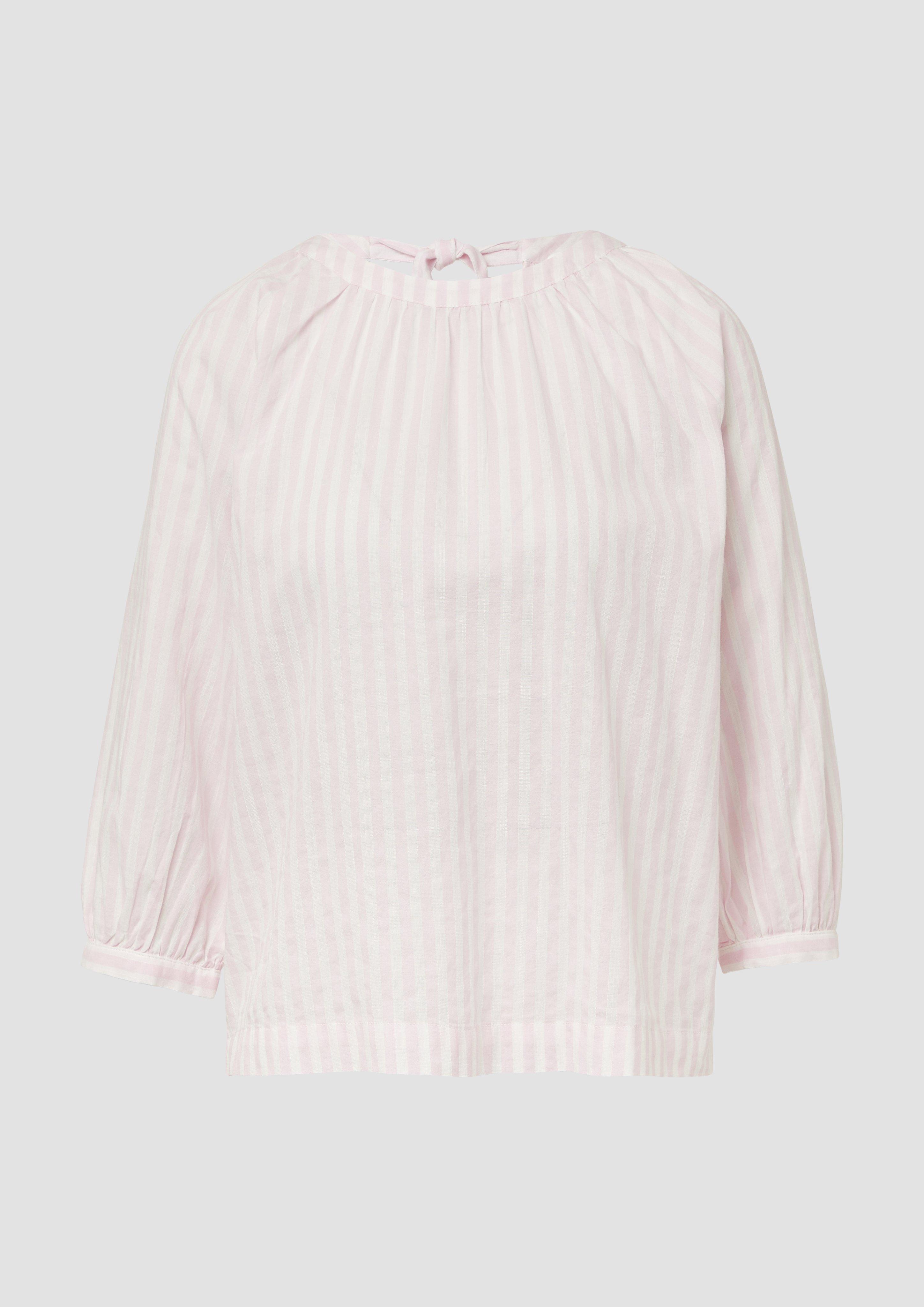 s.Oliver - Streifenbluse mit Raffung und Schleife, Damen, Rosa