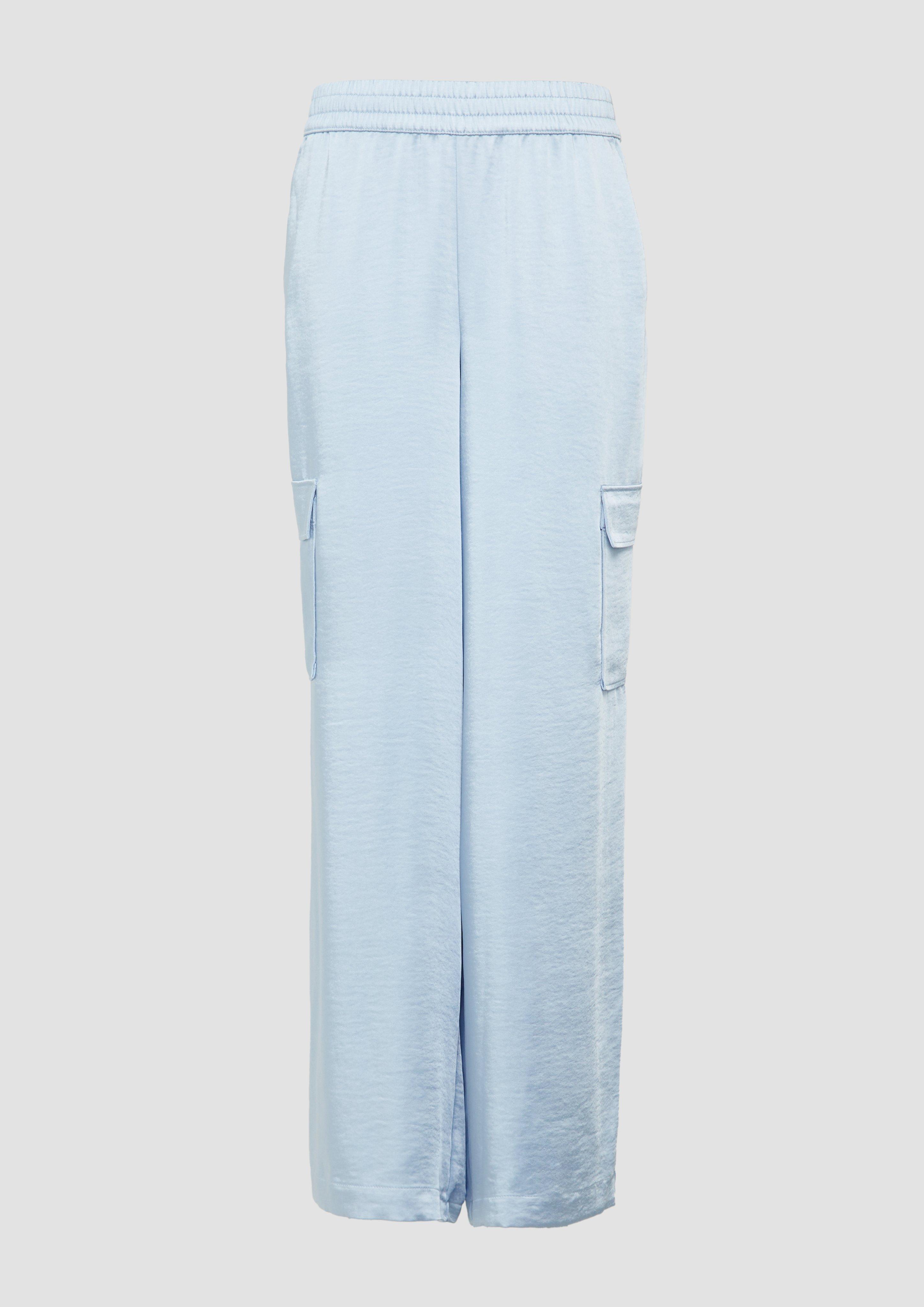 s.Oliver - Satinierte Cargohose im Relaxed Fit mit Elastikbund, Damen, blau