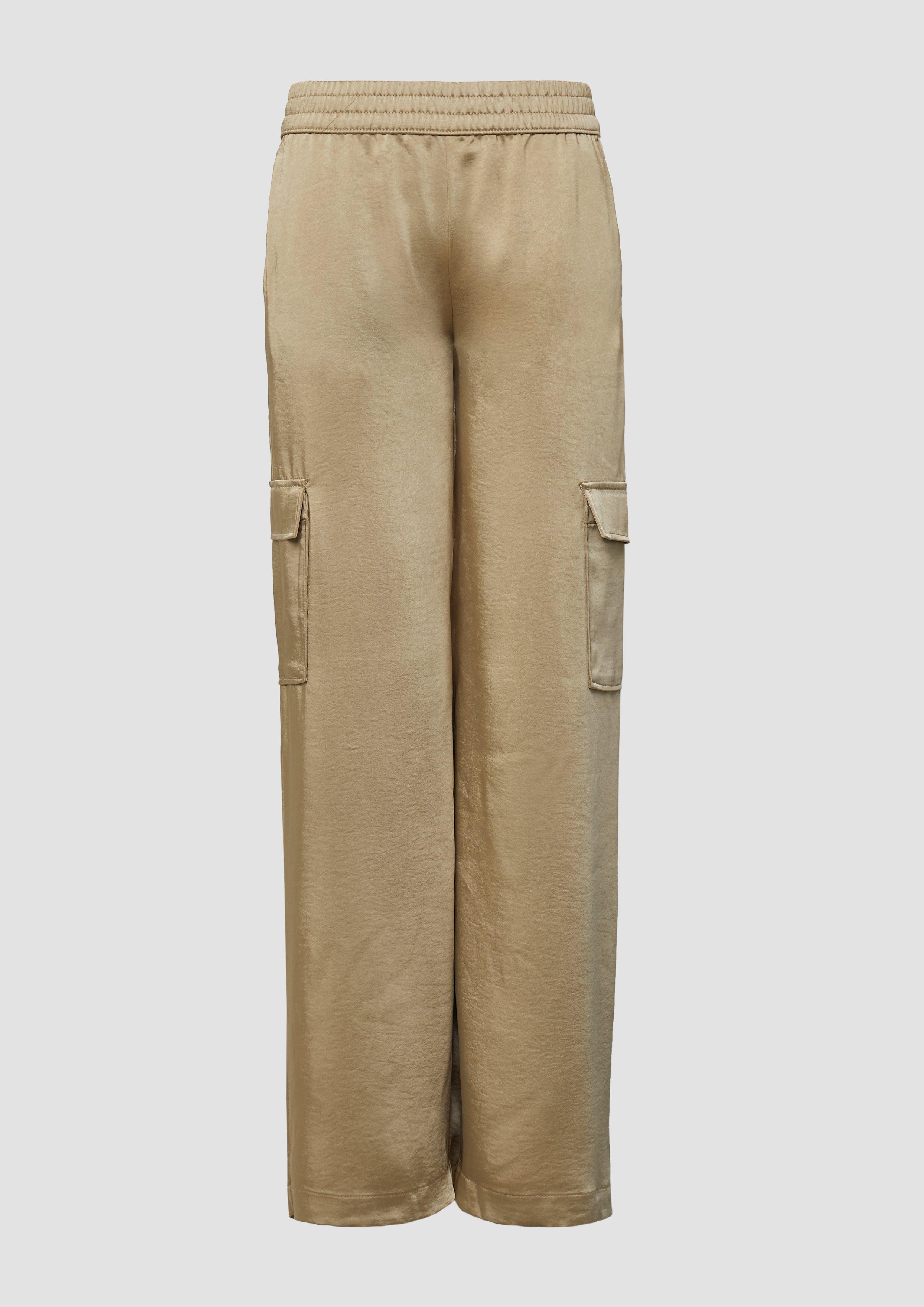 s.Oliver - Satinierte Cargohose im Relaxed Fit mit Elastikbund, Damen, braun