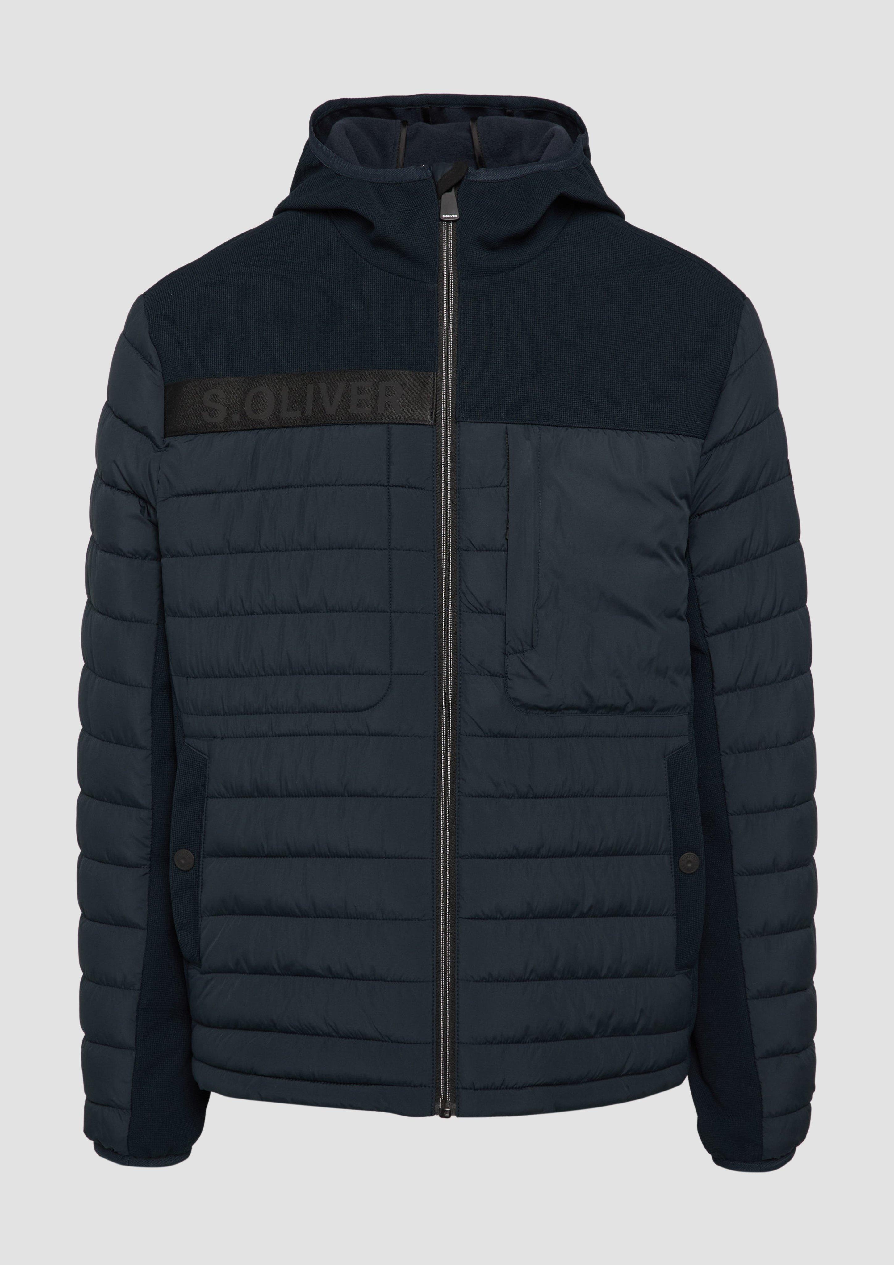 s.Oliver - Steppjacke im Fabricmix mit Kapuze, Herren, blau