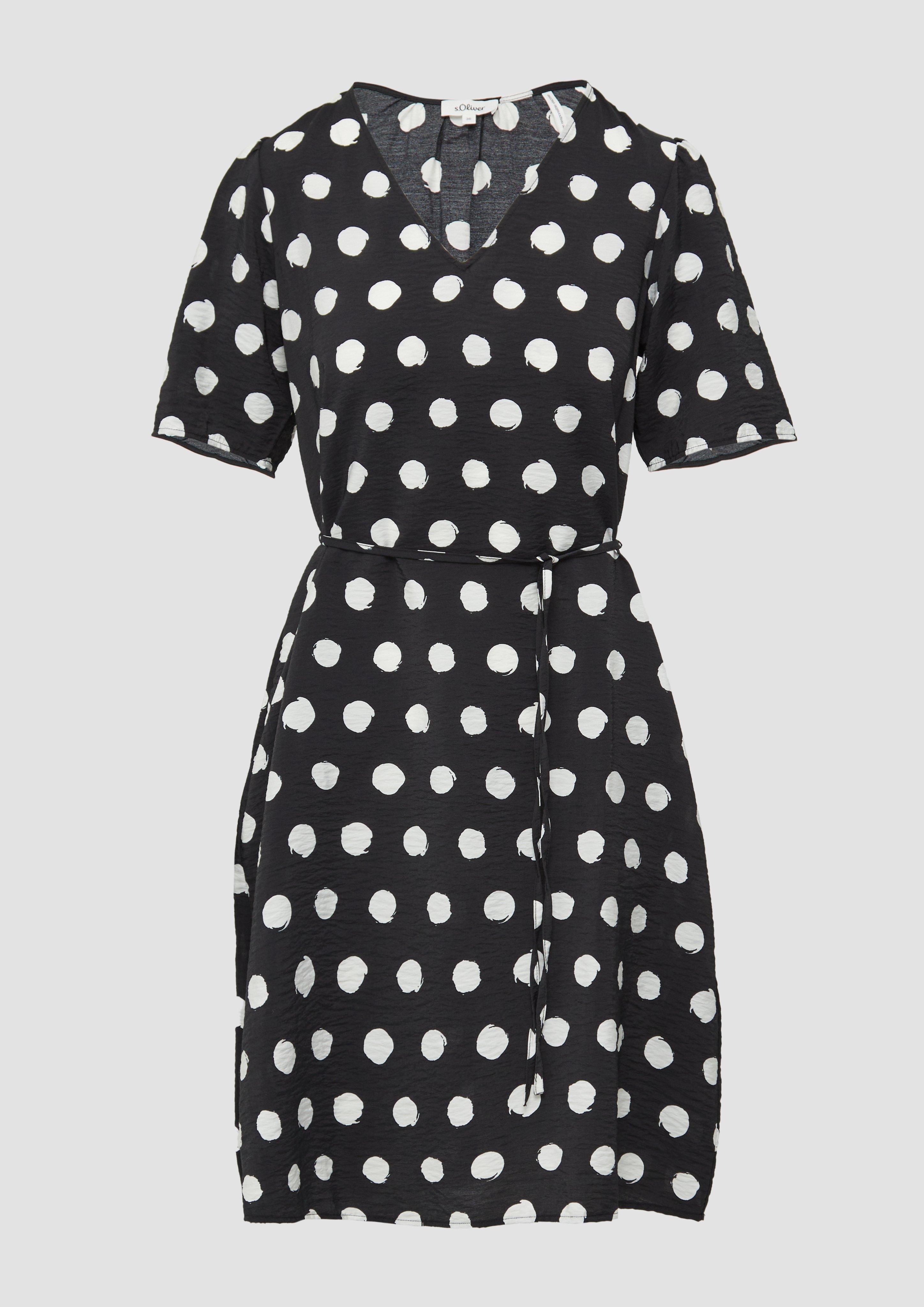 s.Oliver - Kurzes Kleid aus Viskosemix mit Puffärmeln, Damen, schwarz