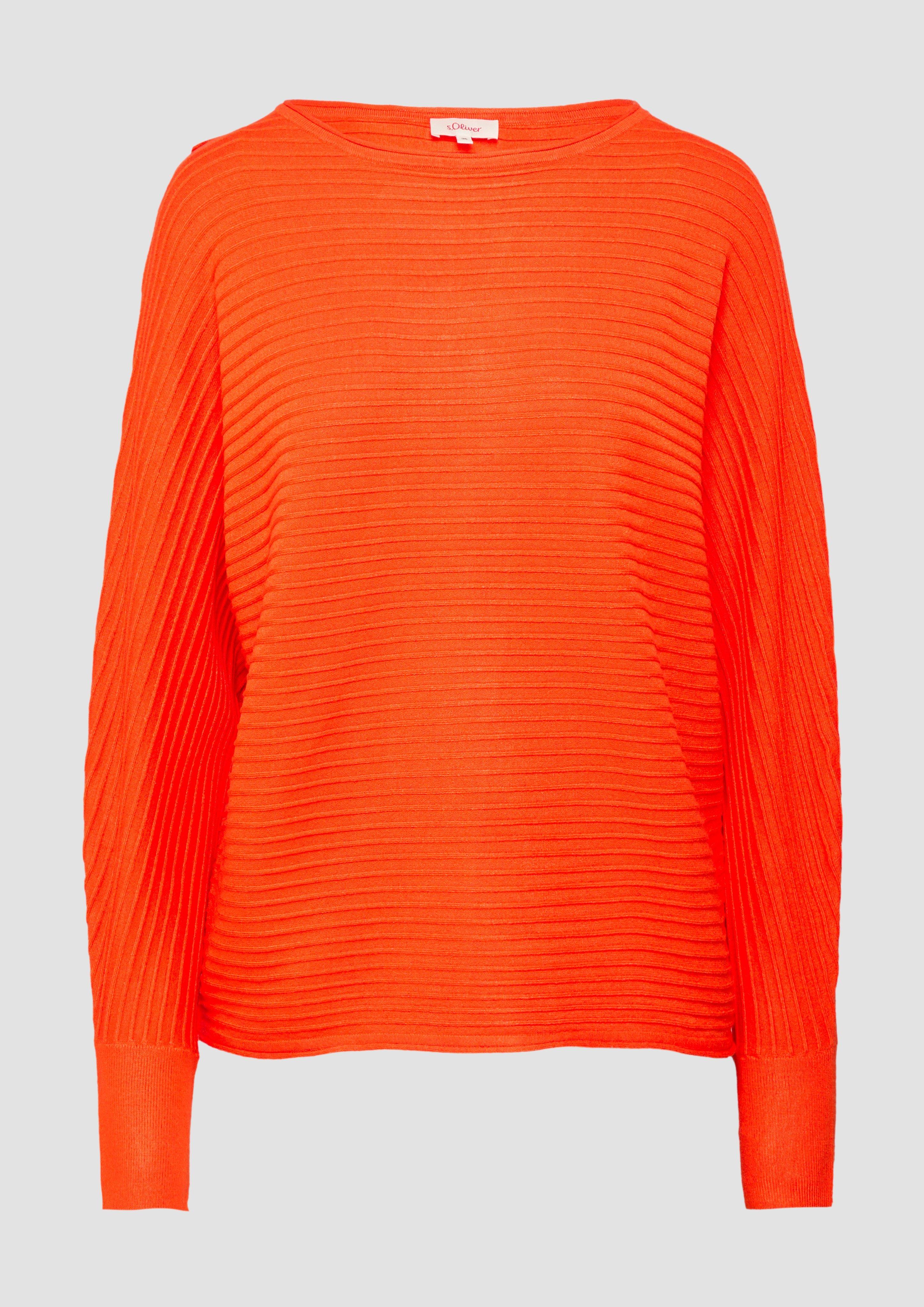 s.Oliver - Strukturierter Strickpullover mit Fledermausärmeln, Damen, Orange