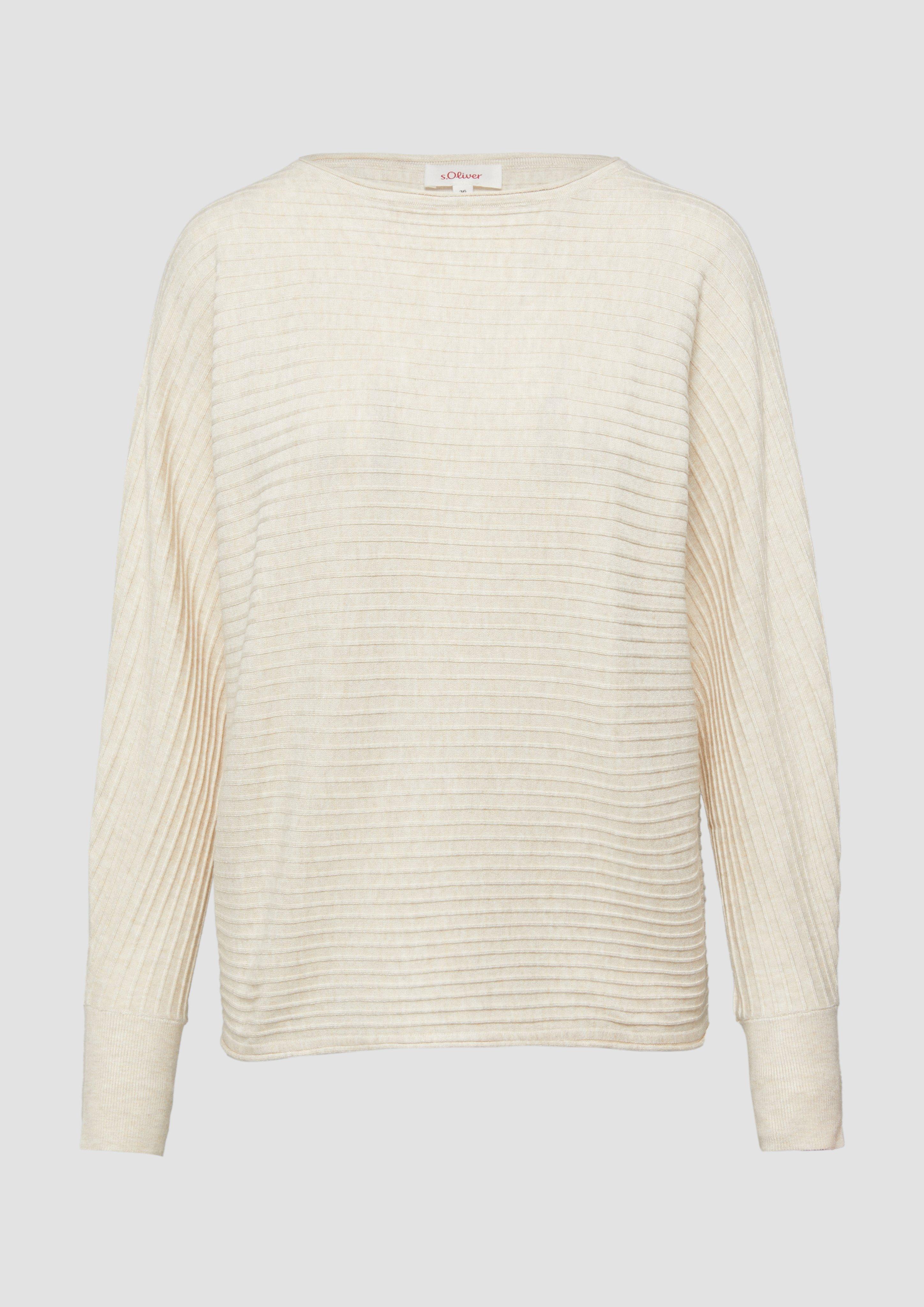 s.Oliver - Strukturierter Strickpullover mit Fledermausärmeln, Damen, Beige