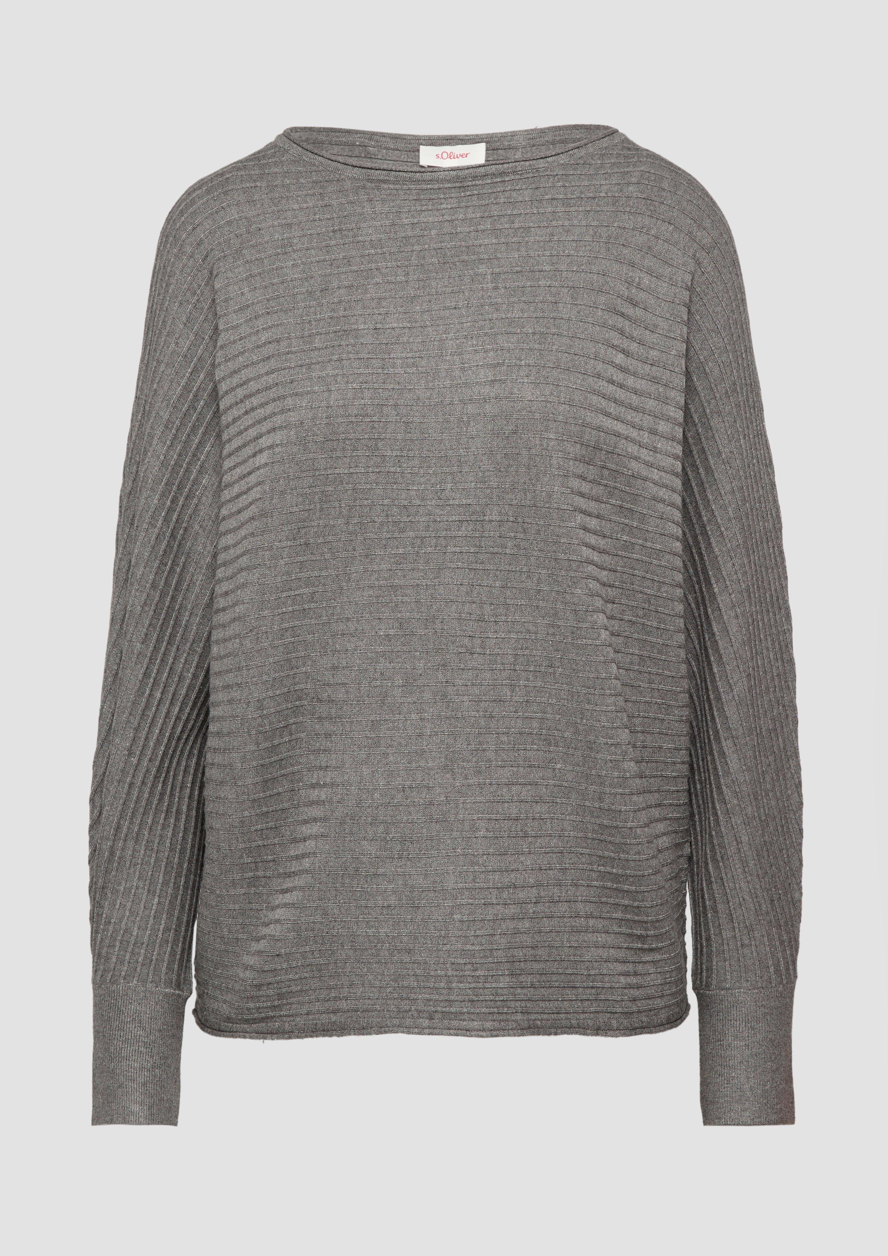 Thumbnail - s.Oliver - Strukturierter Strickpullover mit Fledermausärmeln, Damen, grau