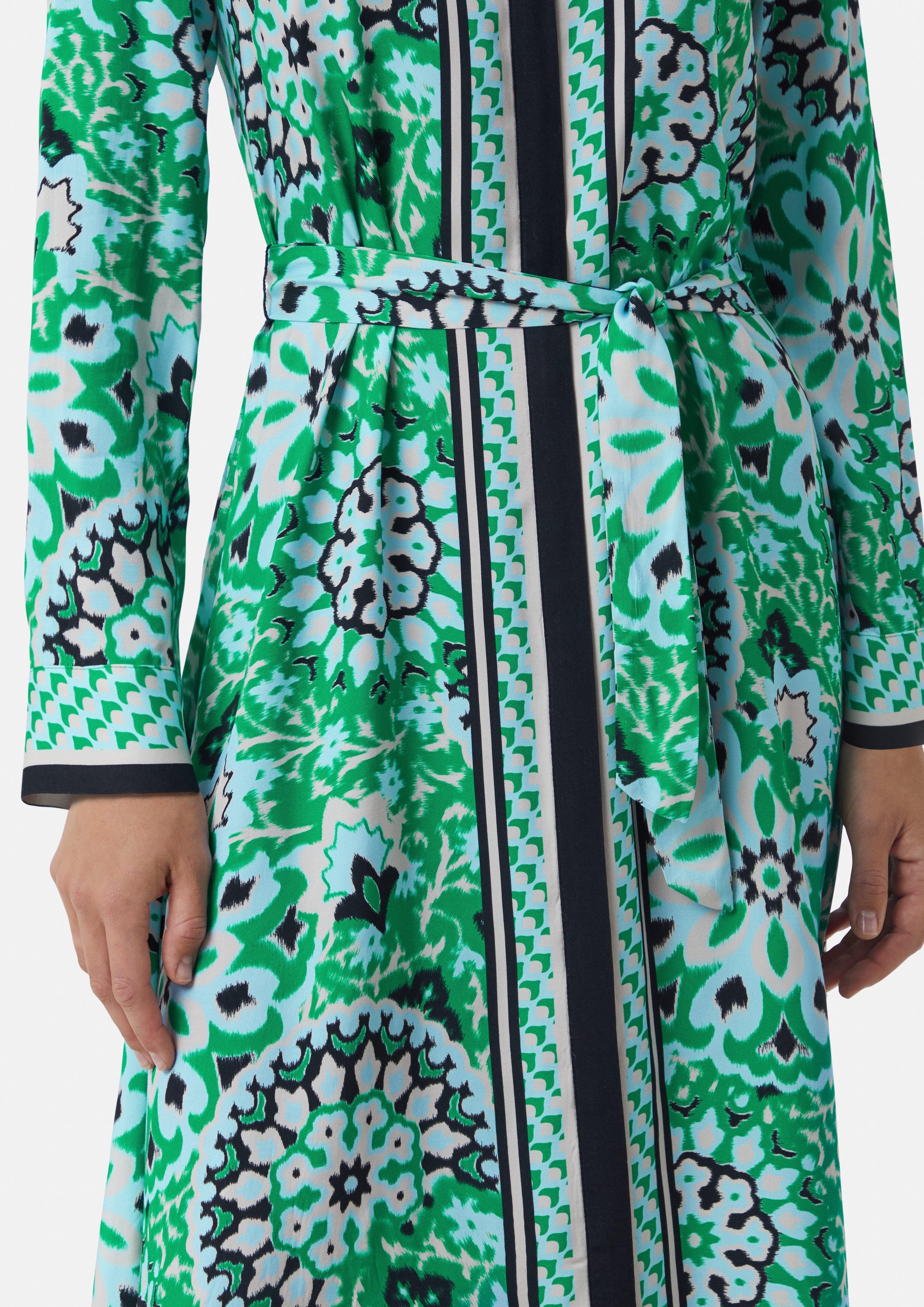 Midi dress with concealed button placket and all-over print Midi dress with concealed button placket and all-over print