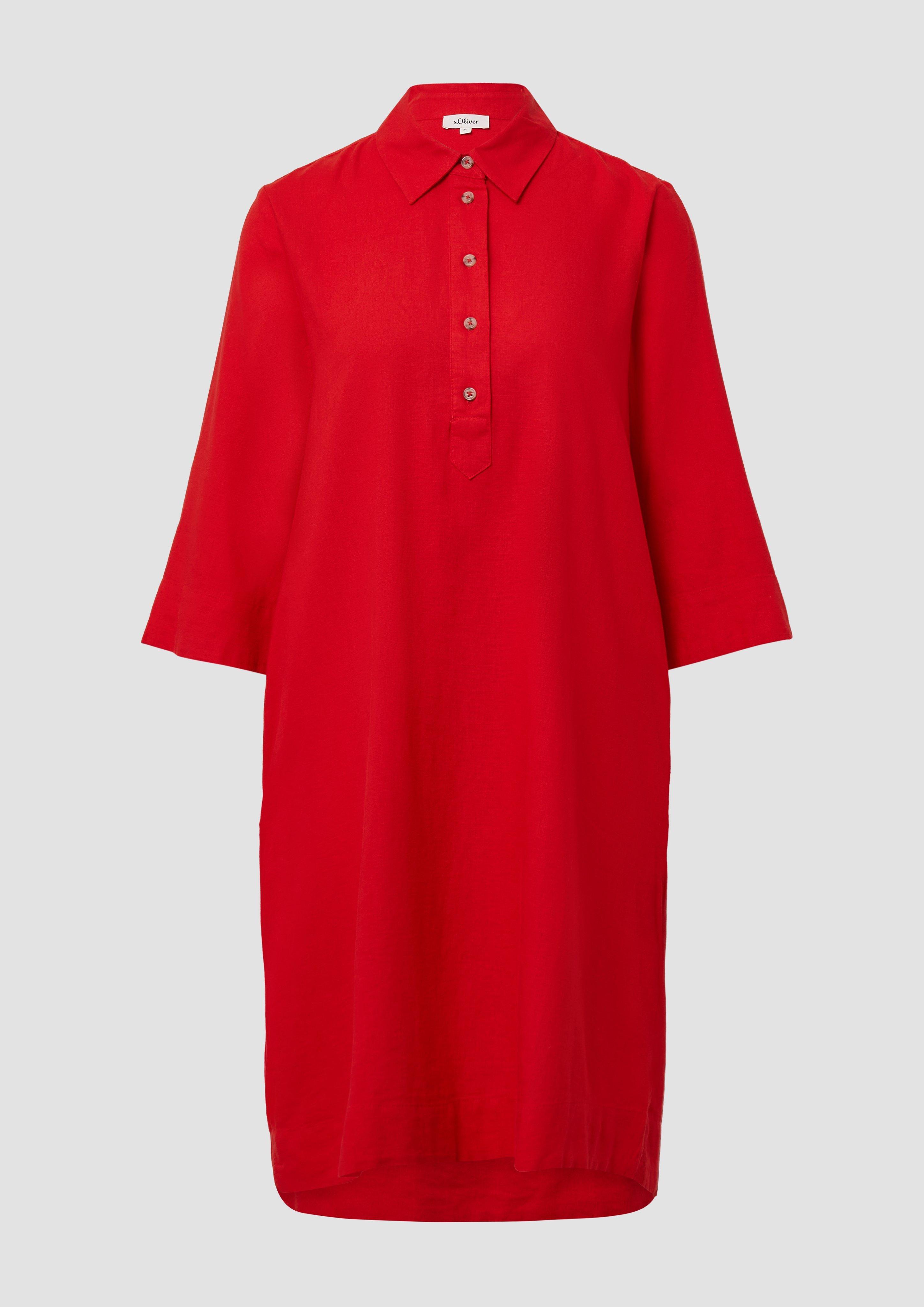 s.Oliver - Kurzes Blusenkleid aus Leinenmix mit Eingrifftaschen, Damen, rot