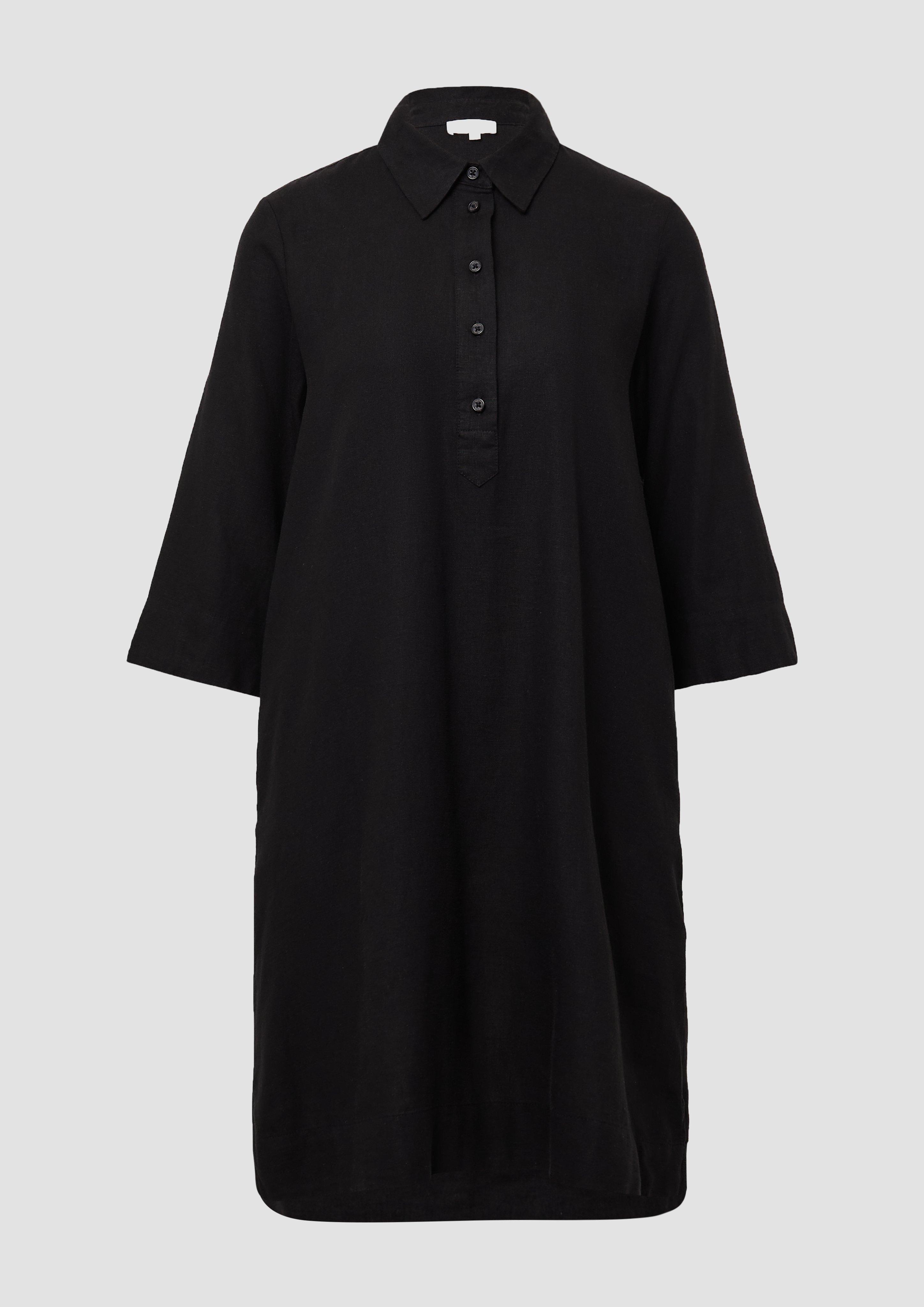 s.Oliver - Kurzes Blusenkleid aus Leinenmix mit Eingrifftaschen, Damen, schwarz