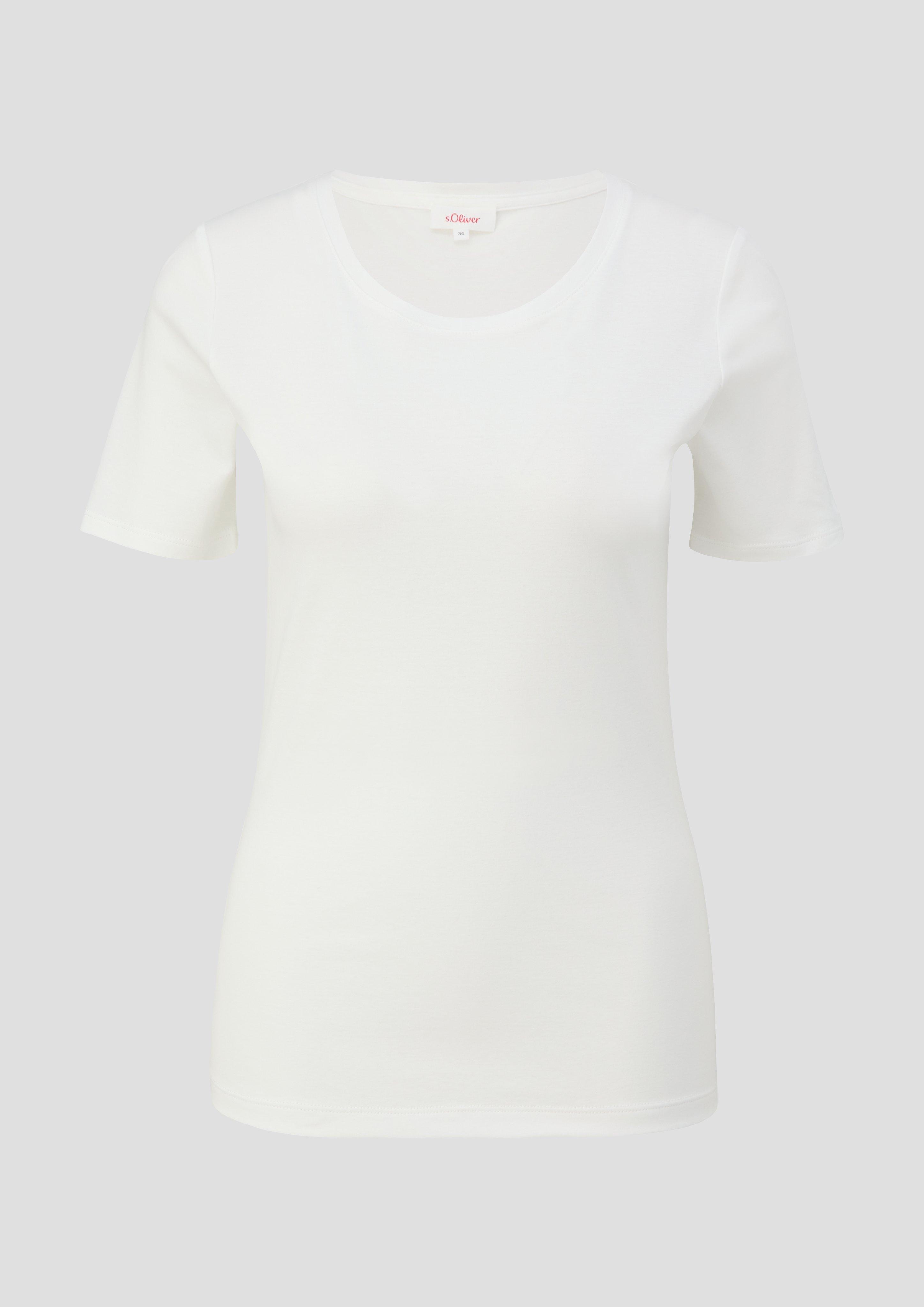 s.Oliver - Basic-Shirt aus reiner Baumwolle, Damen, creme