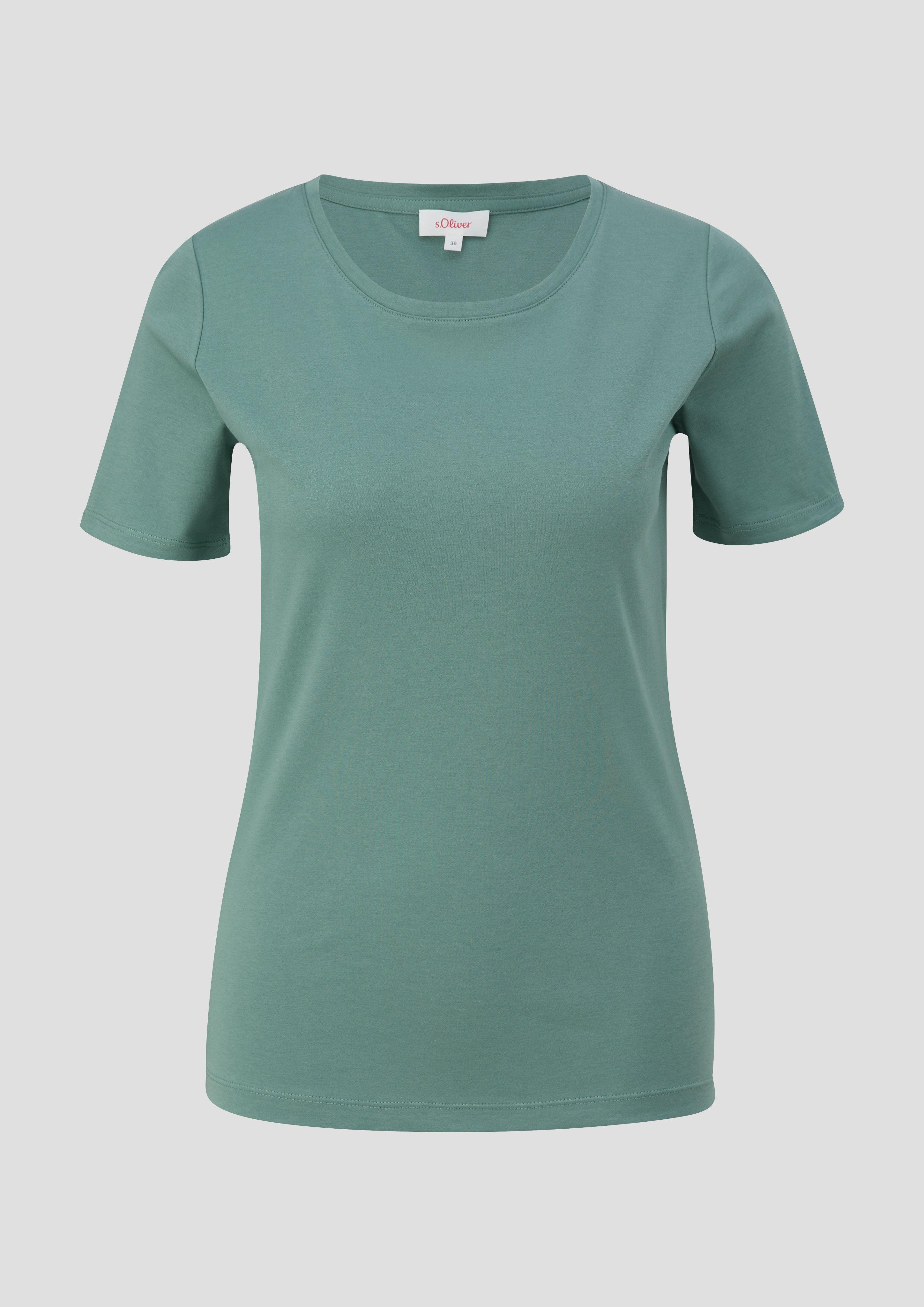 s.Oliver - Basic-Shirt aus reiner Baumwolle, Damen, grün