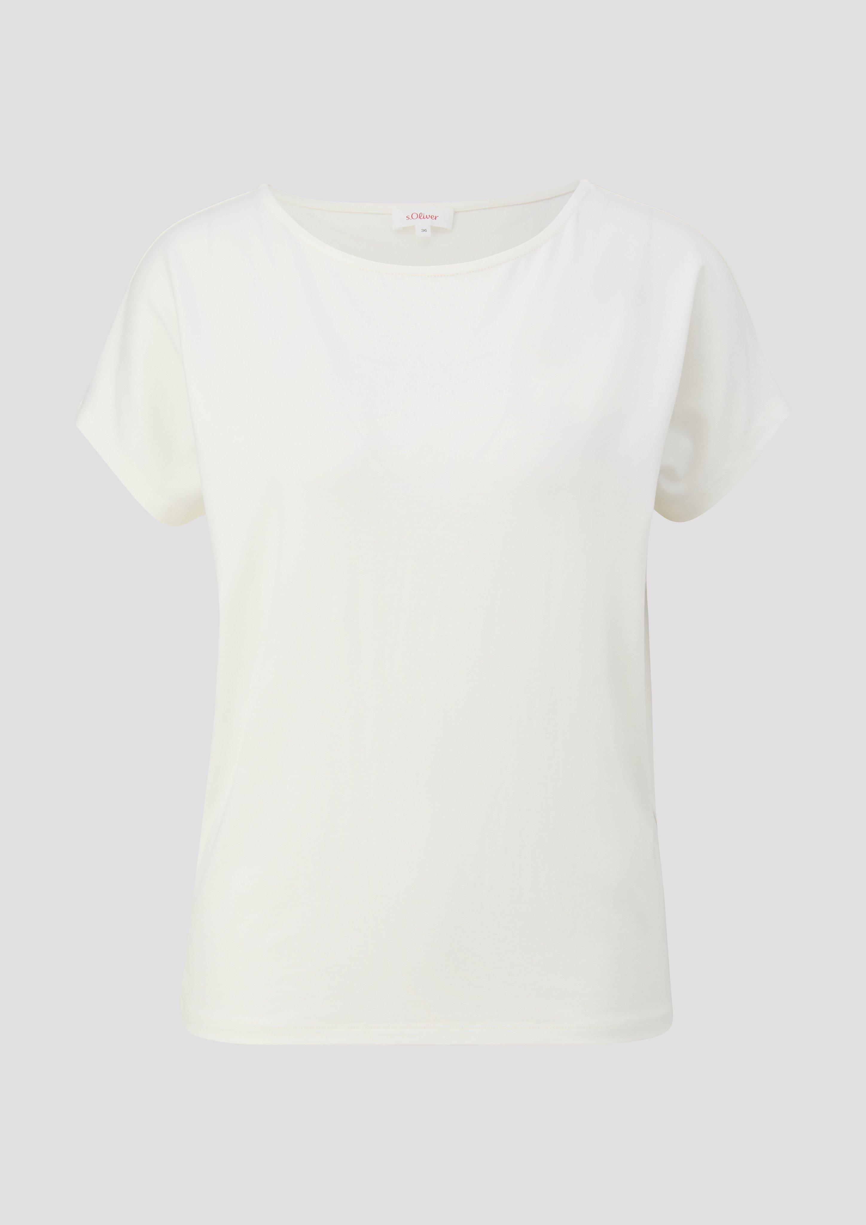 s.Oliver - T-Shirt aus Viskosestretch im Relaxed Fit, Damen, creme