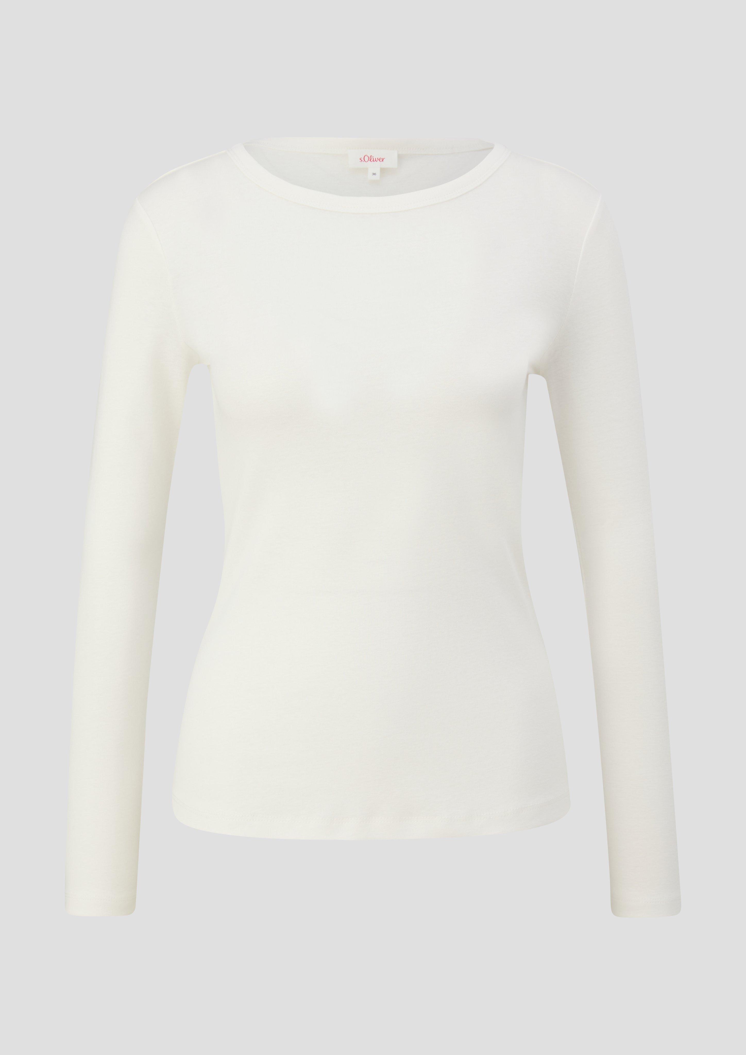 s.Oliver - Longsleeve mit Rundhalsausschnitt, Damen, creme