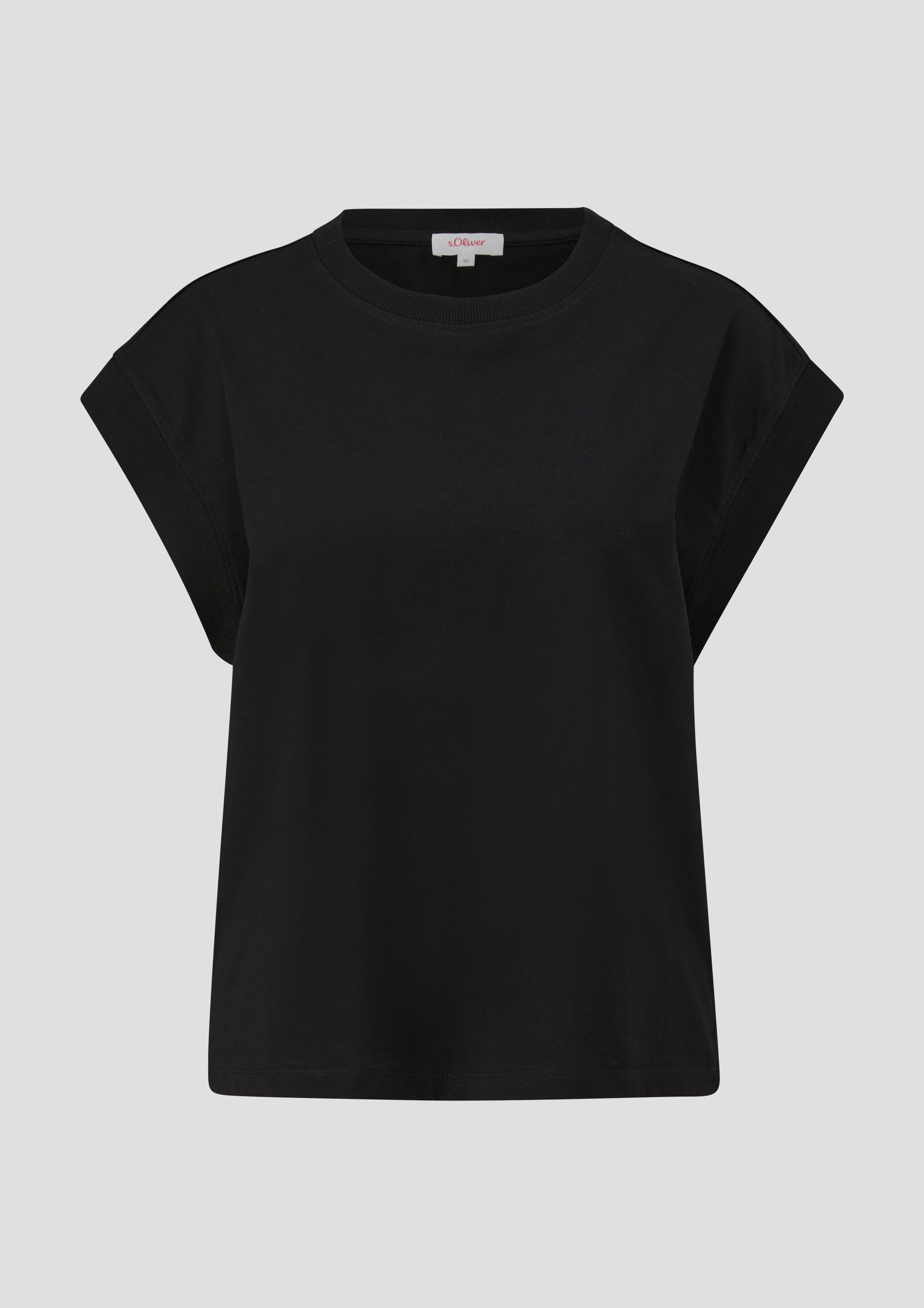 s.Oliver - T-Shirt mit überschnittenen Schultern, Damen, schwarz