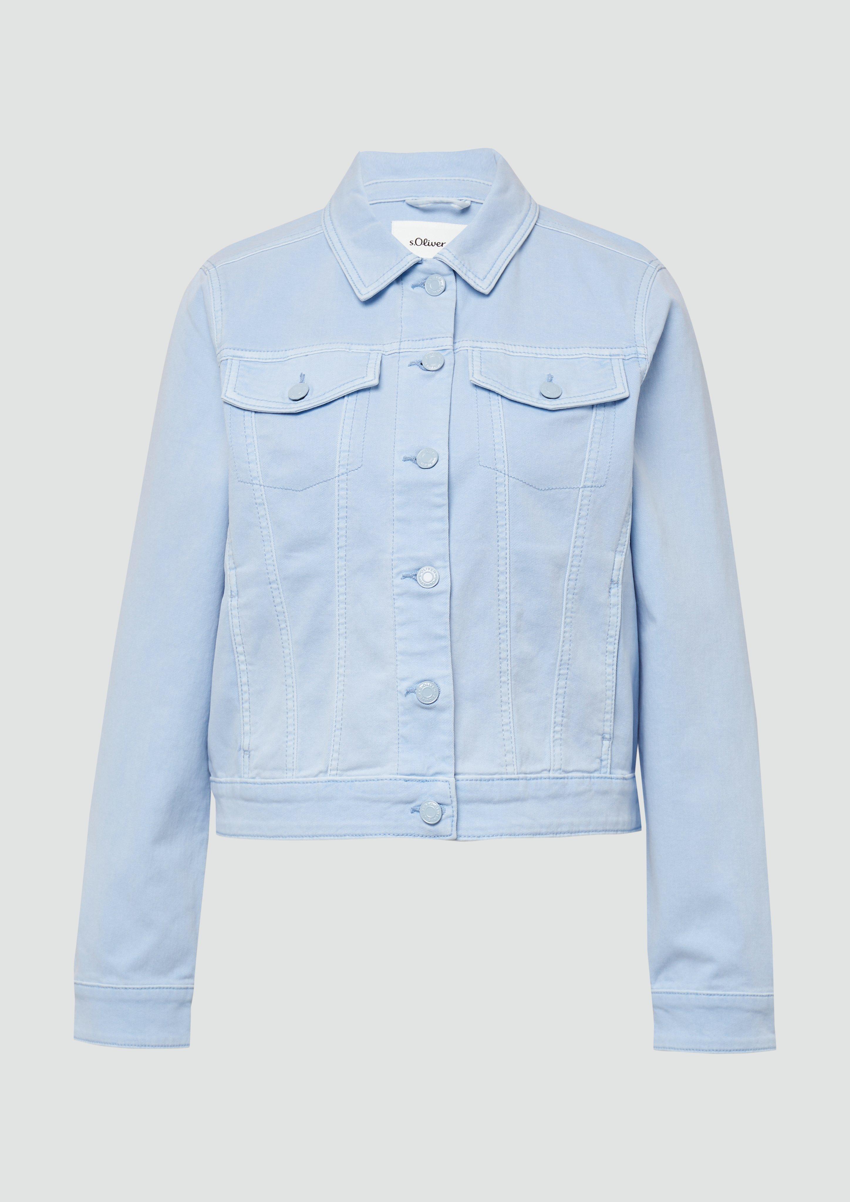 s.Oliver - Elastische Jeansjacke mit seitlichen Eingrifftaschen, Damen, blau
