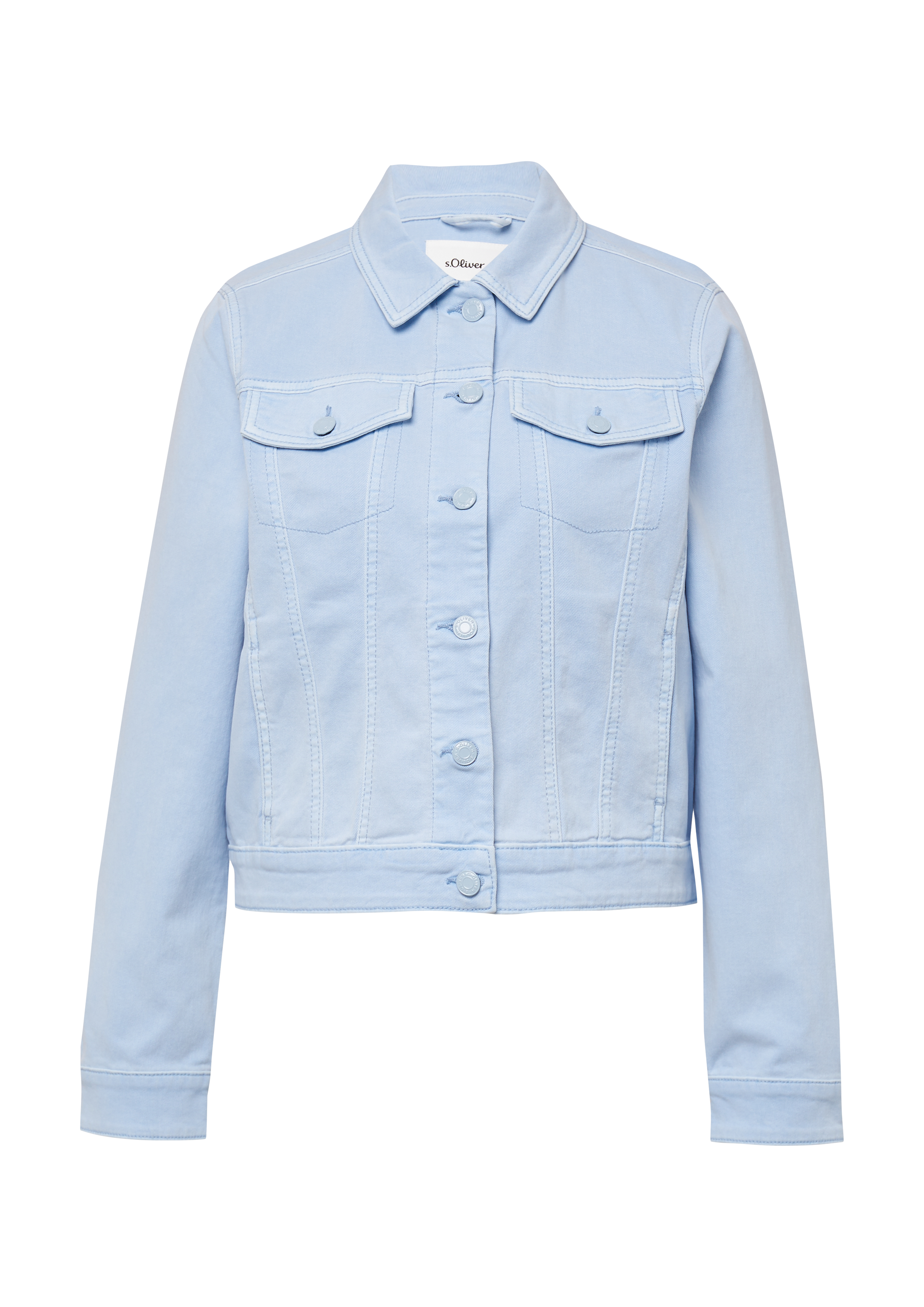 Elastisch denim jack met steekzakken opzij