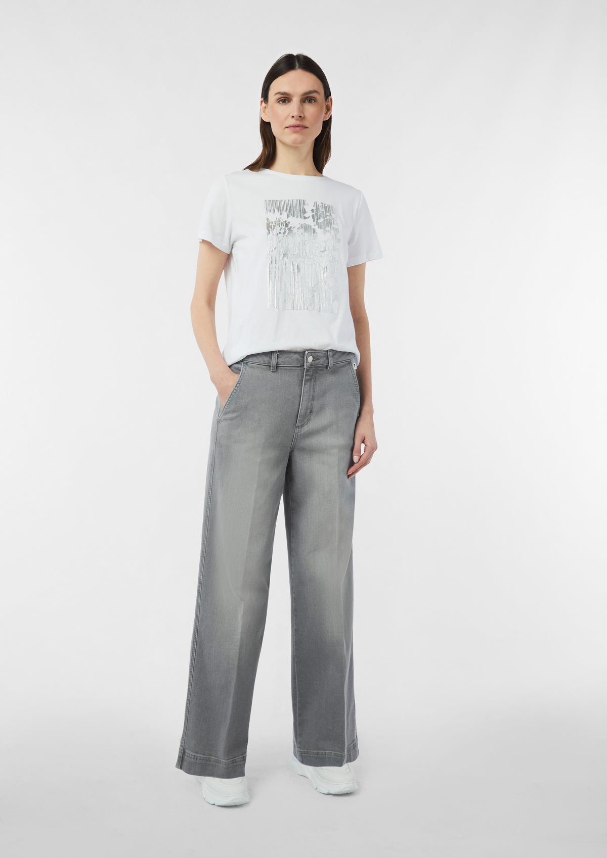 Raw Hem Loose Tee and Wide Leg Pants Set