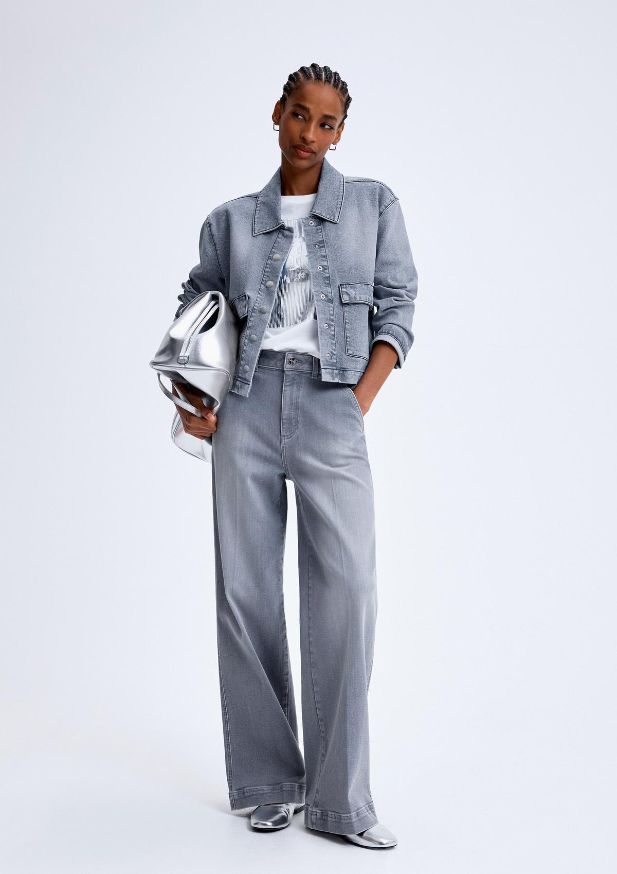 Casual wide-leg jeans in a loose fit - grey | Comma
