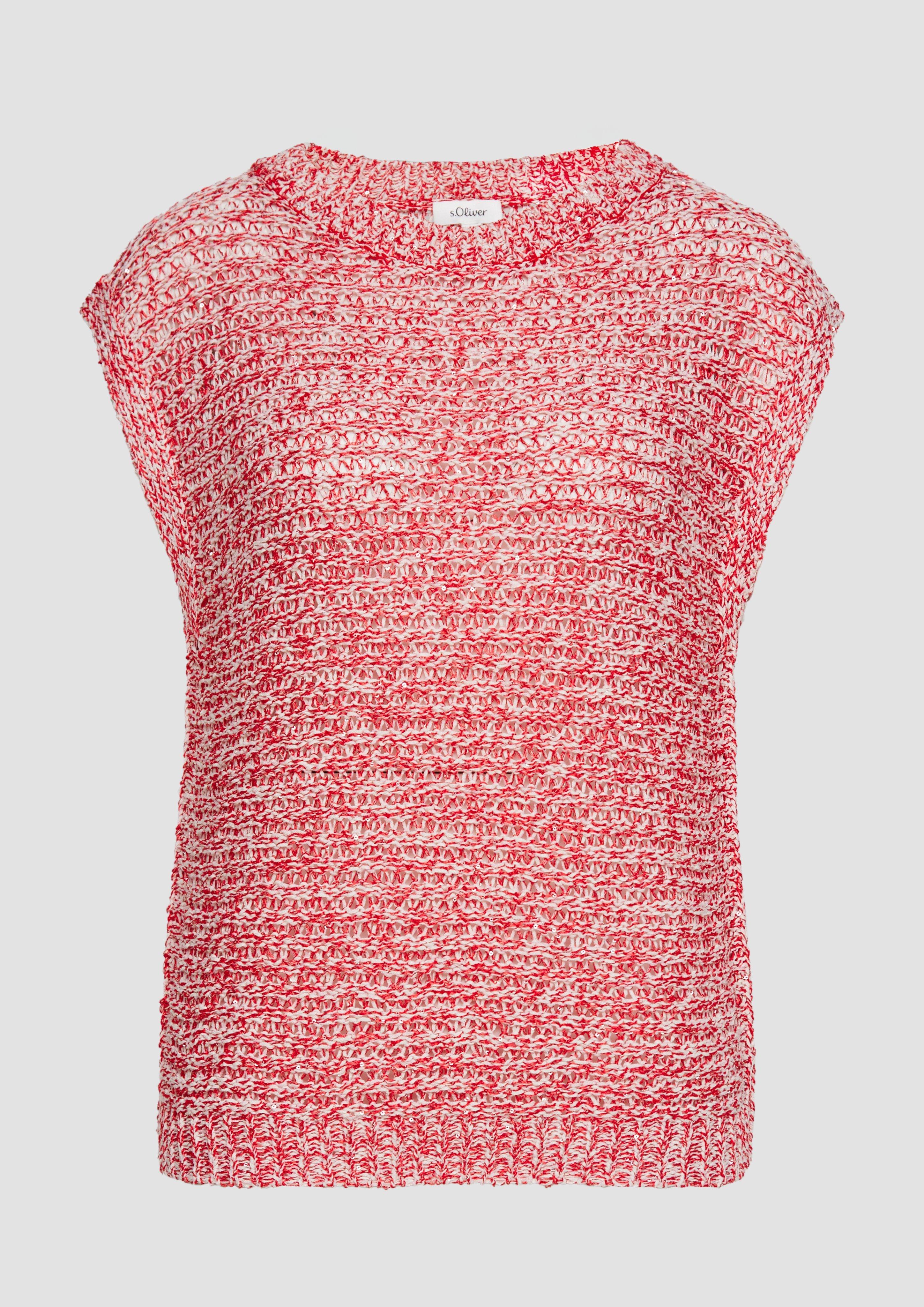 s.Oliver - Relaxed-Fit-Pullunder aus Ajourstrick, Damen, rot