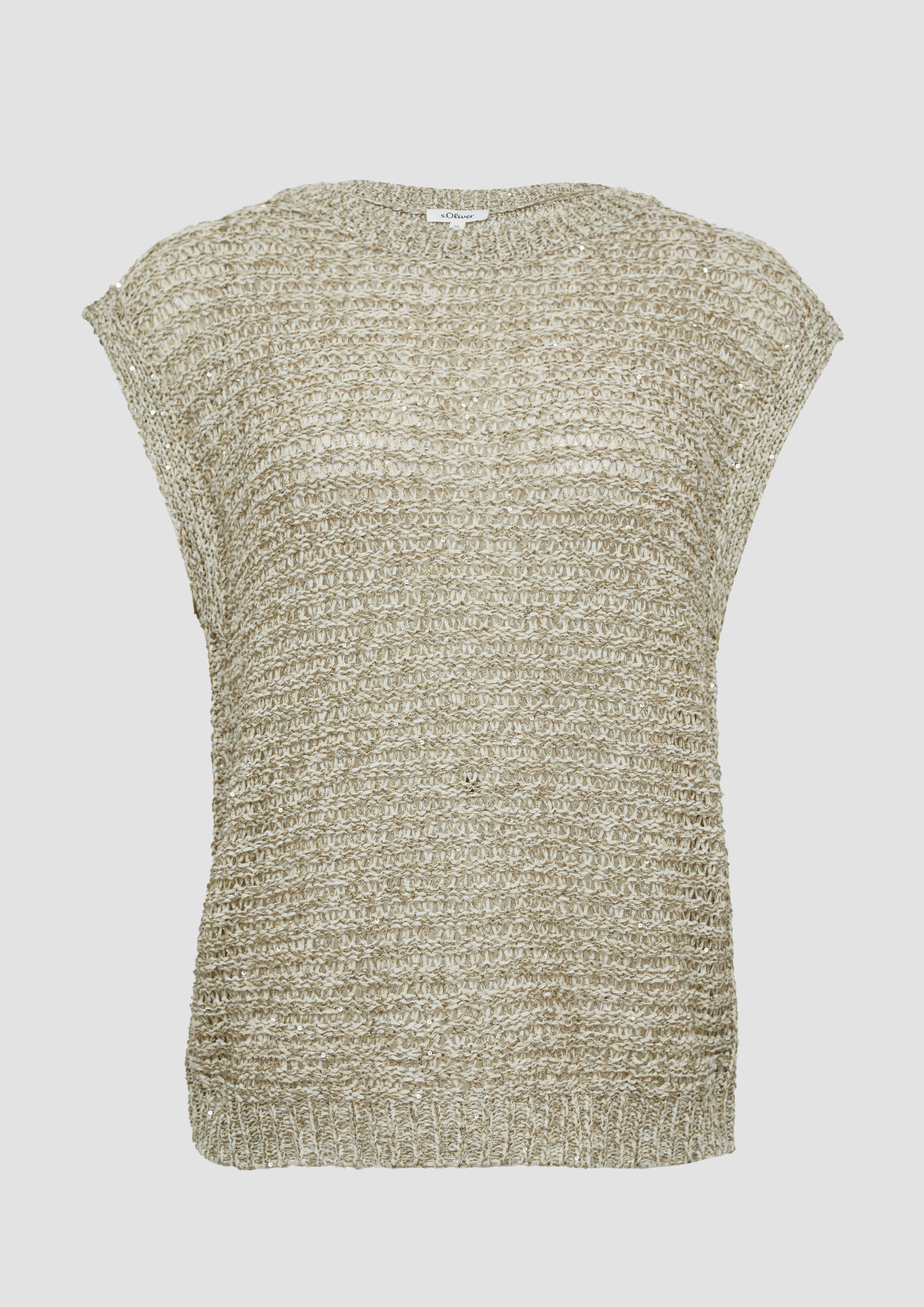 s.Oliver - Relaxed-Fit-Pullunder aus Ajourstrick, Damen, braun