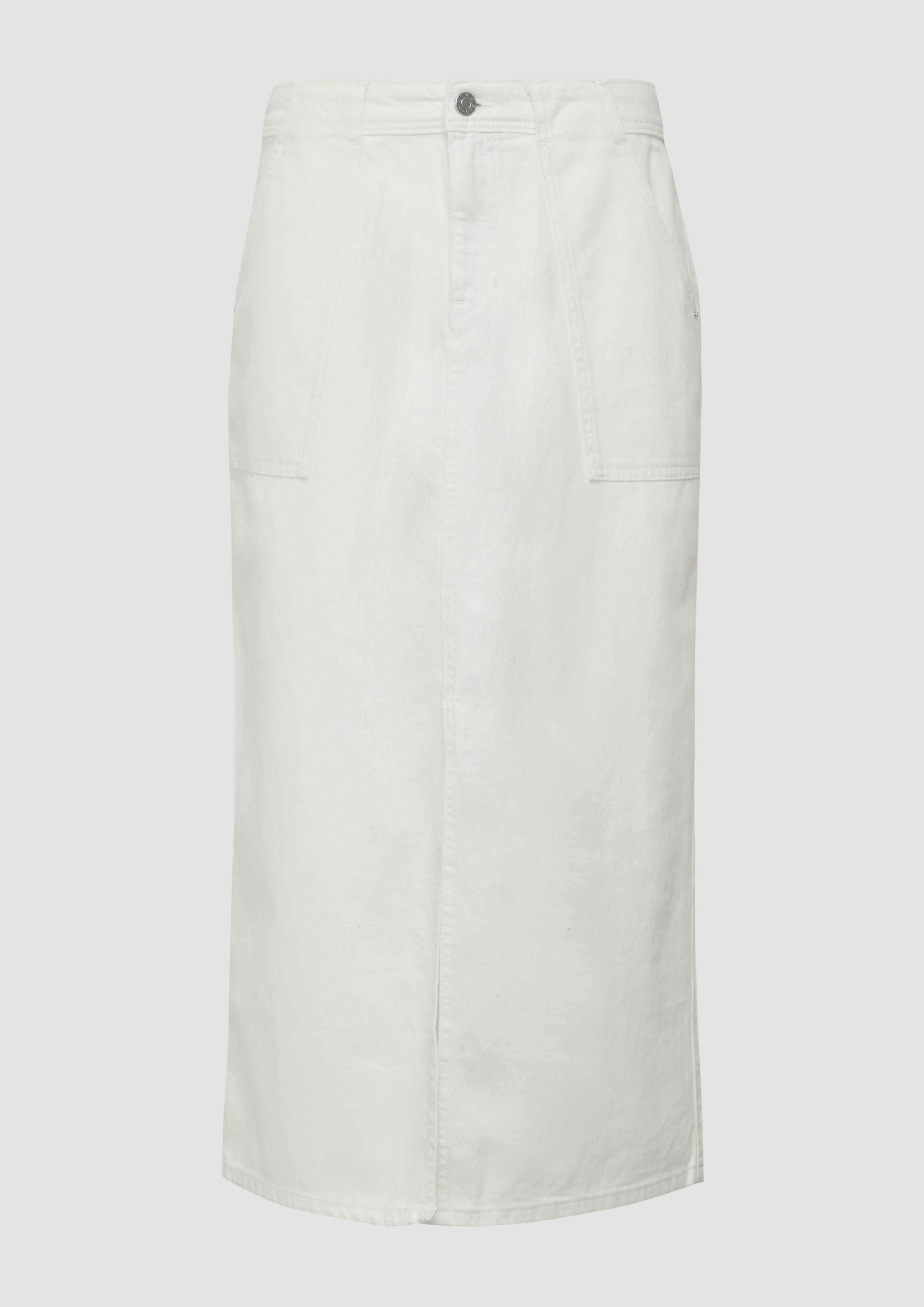 s.Oliver - Denim-Midirock mit Schlitz, Damen, weiß