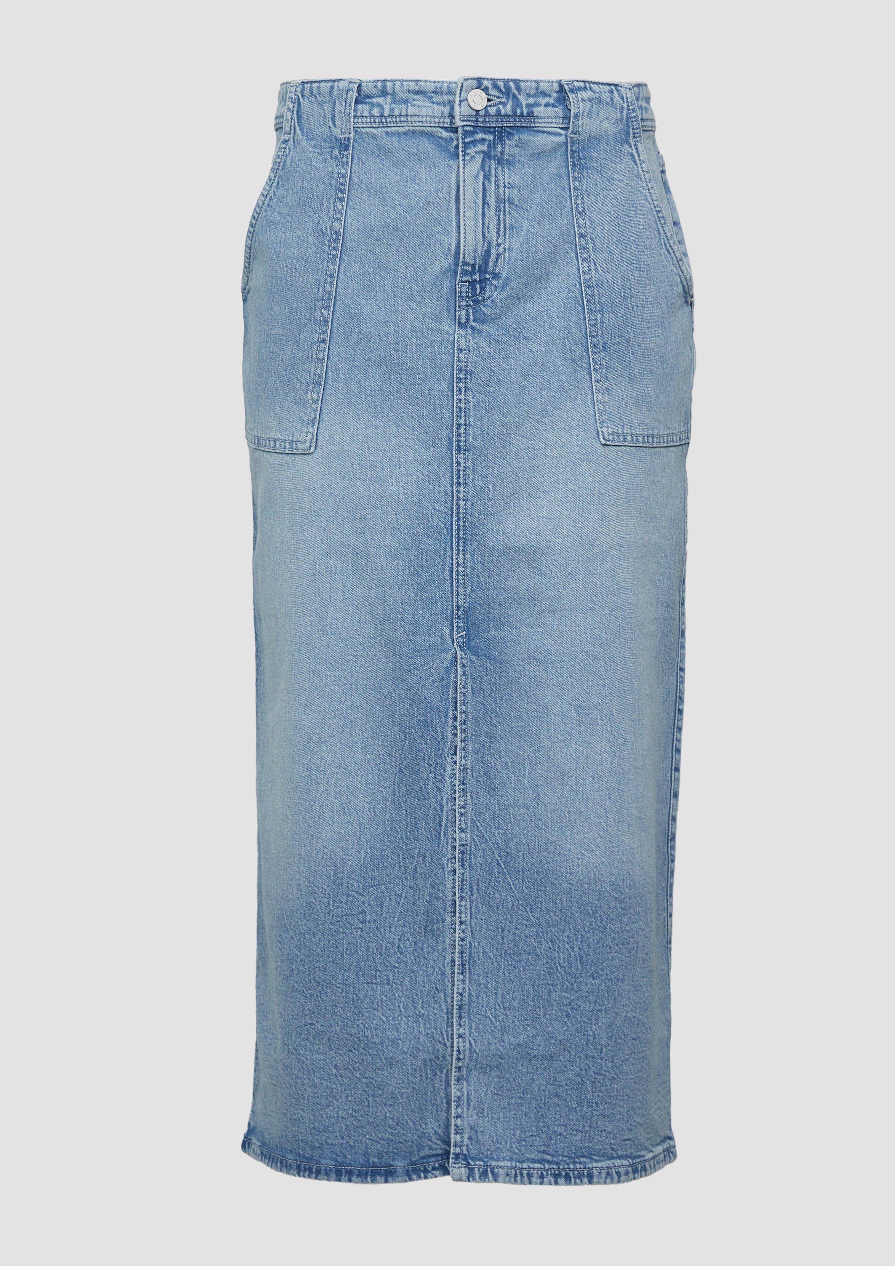 s.Oliver - Denim-Midirock mit Schlitz, Damen, blau