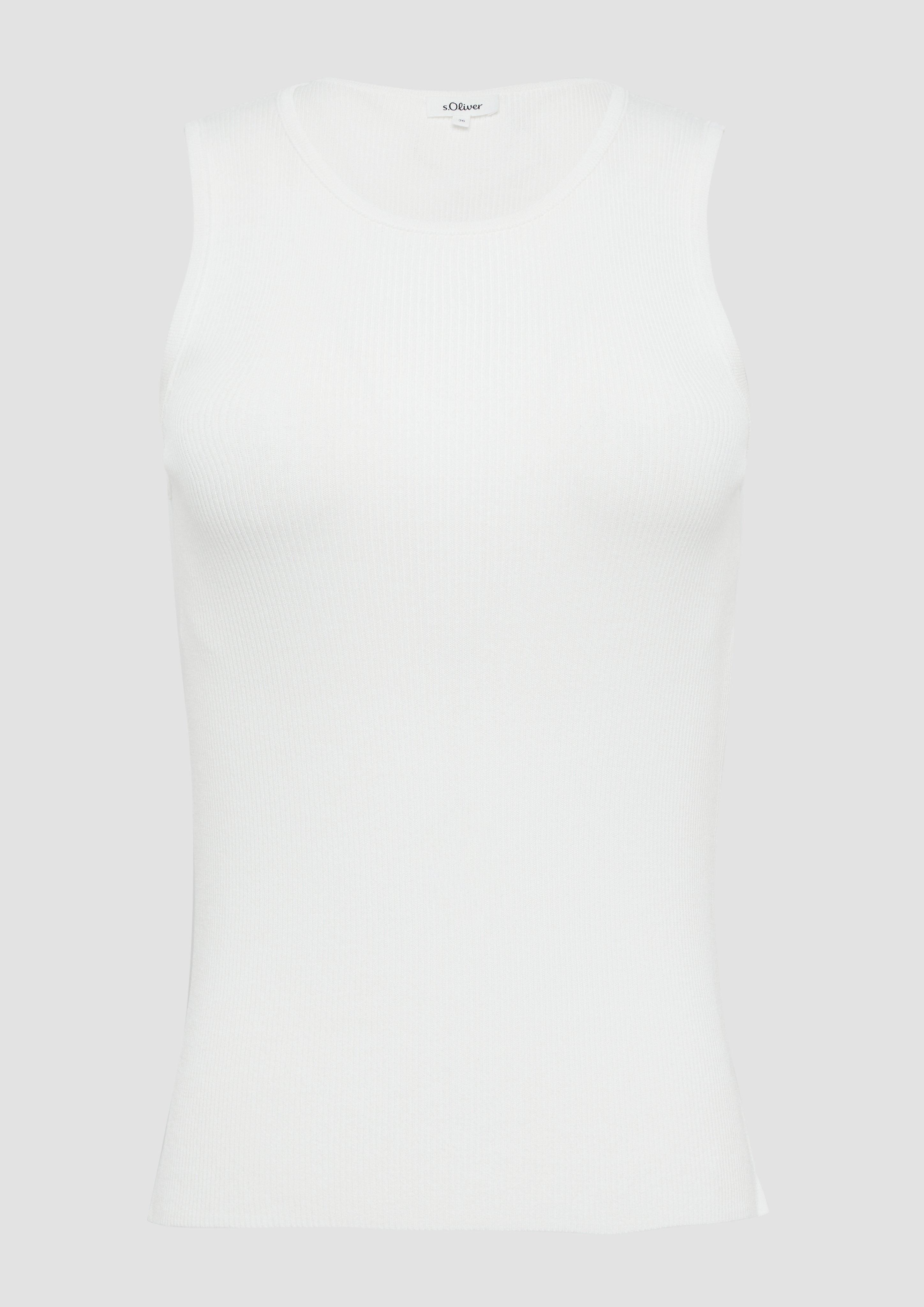 s.Oliver - Geripptes Feinstrick-Top im Slim Fit, Damen, creme