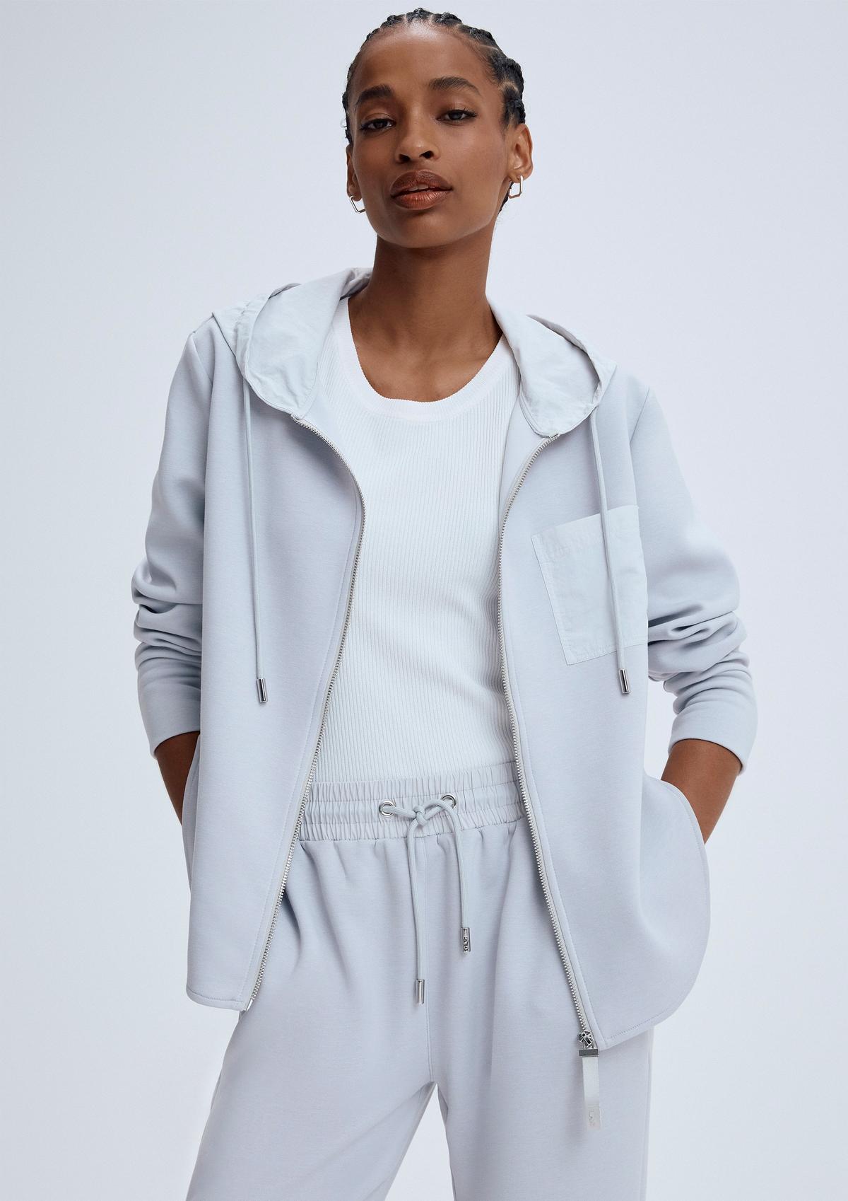 Sweatshirt jacket in a relaxed fit and a mix of materials