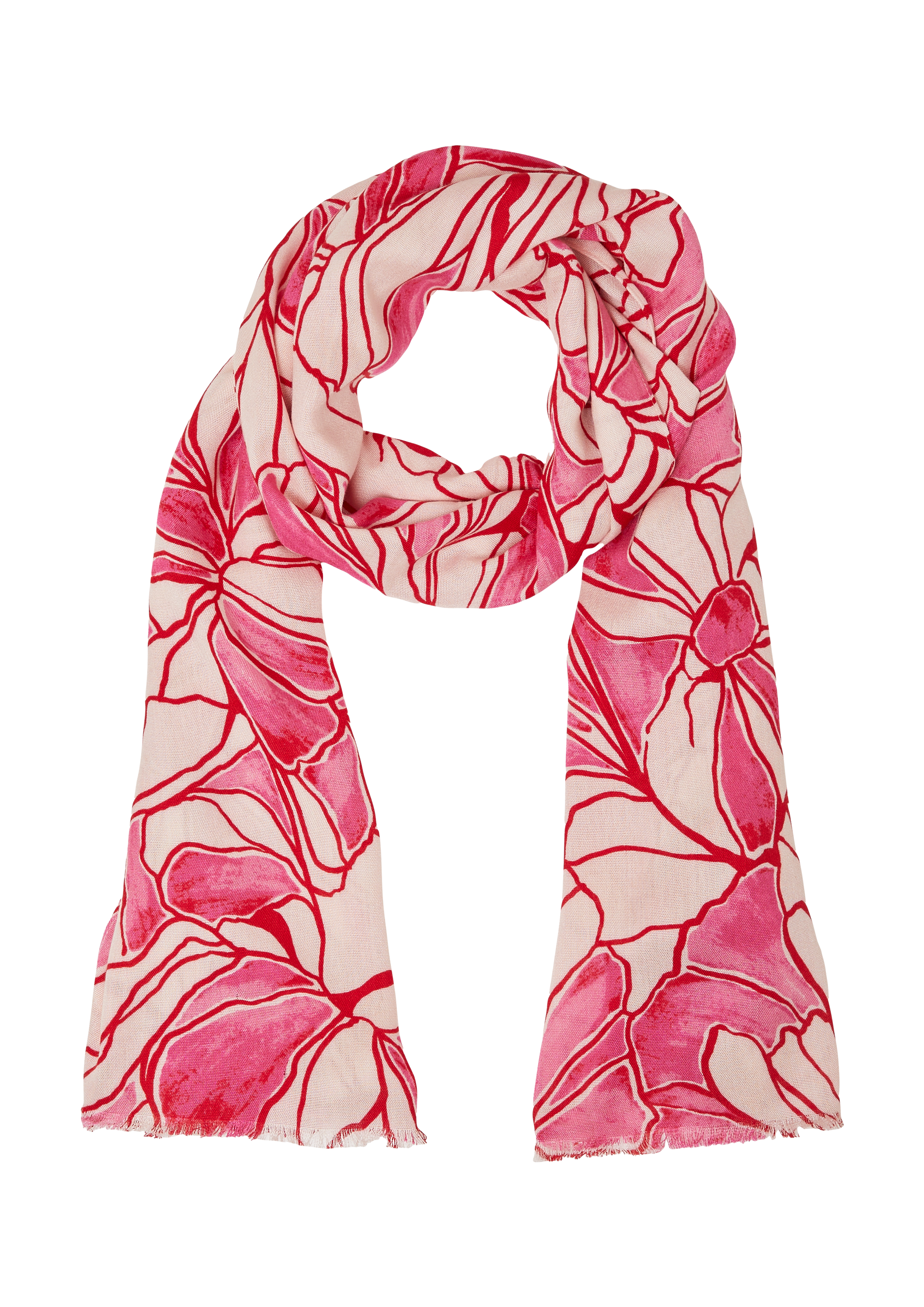s.Oliver - Gemusterter Schal aus Viskosemix, Damen, Beige