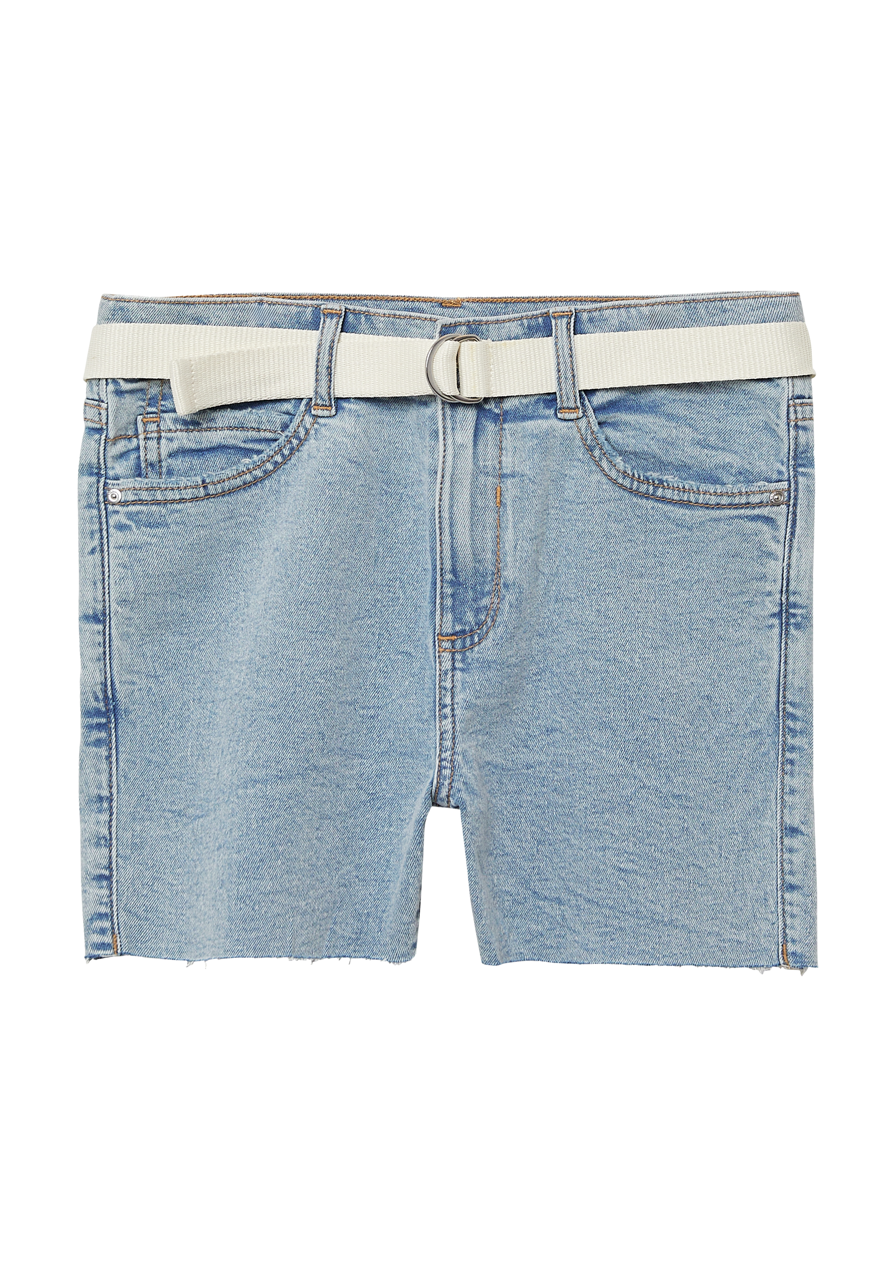 s.Oliver - Jeans-Shorts Suri / Slim Fit / High Rise / Skinny Leg / Textilgürtel, Mädchen, blau