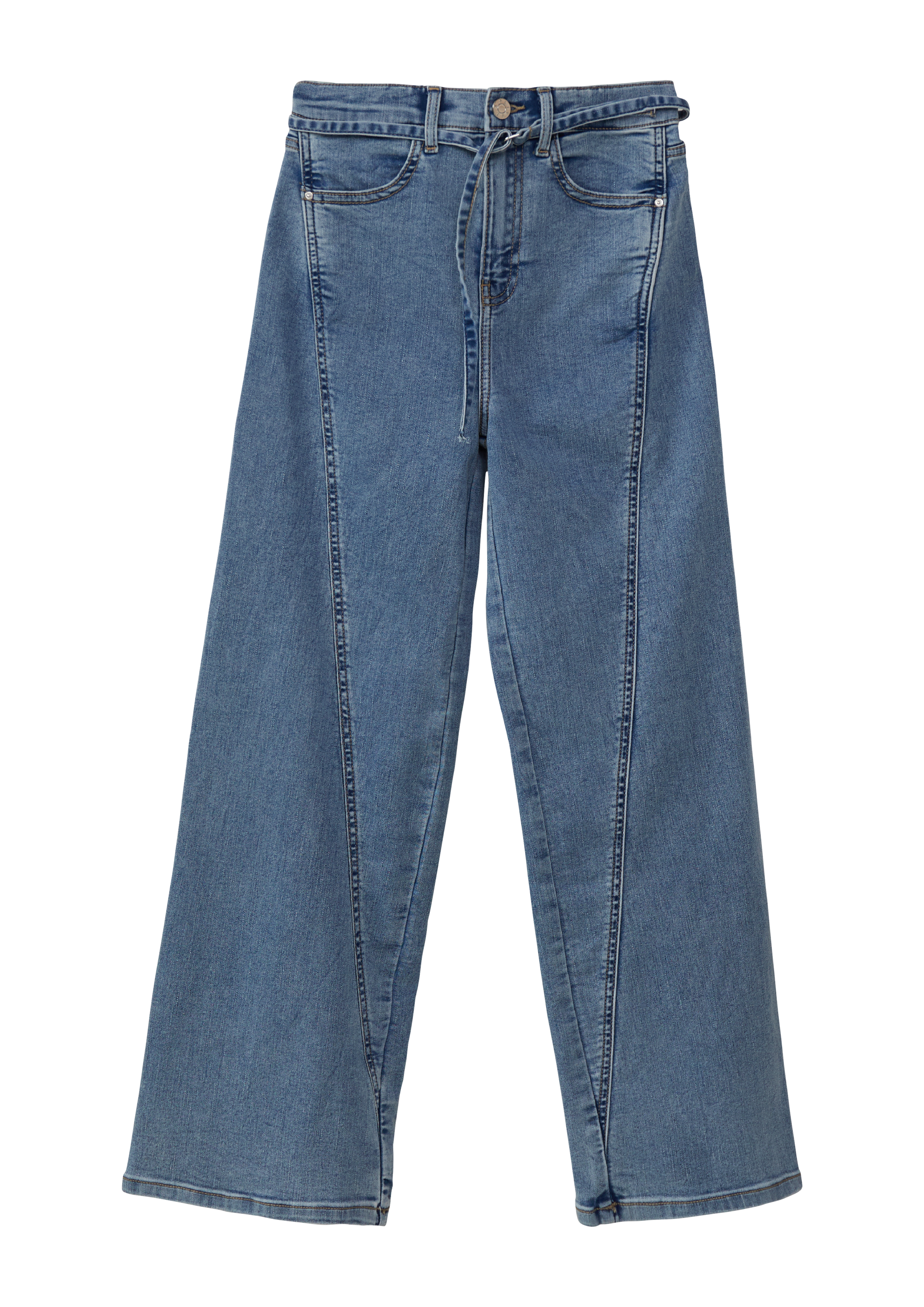 s.Oliver - Jeans / Regular Fit / High Rise / Wide Leg / Waschung / Textilgürtel, Mädchen, blau