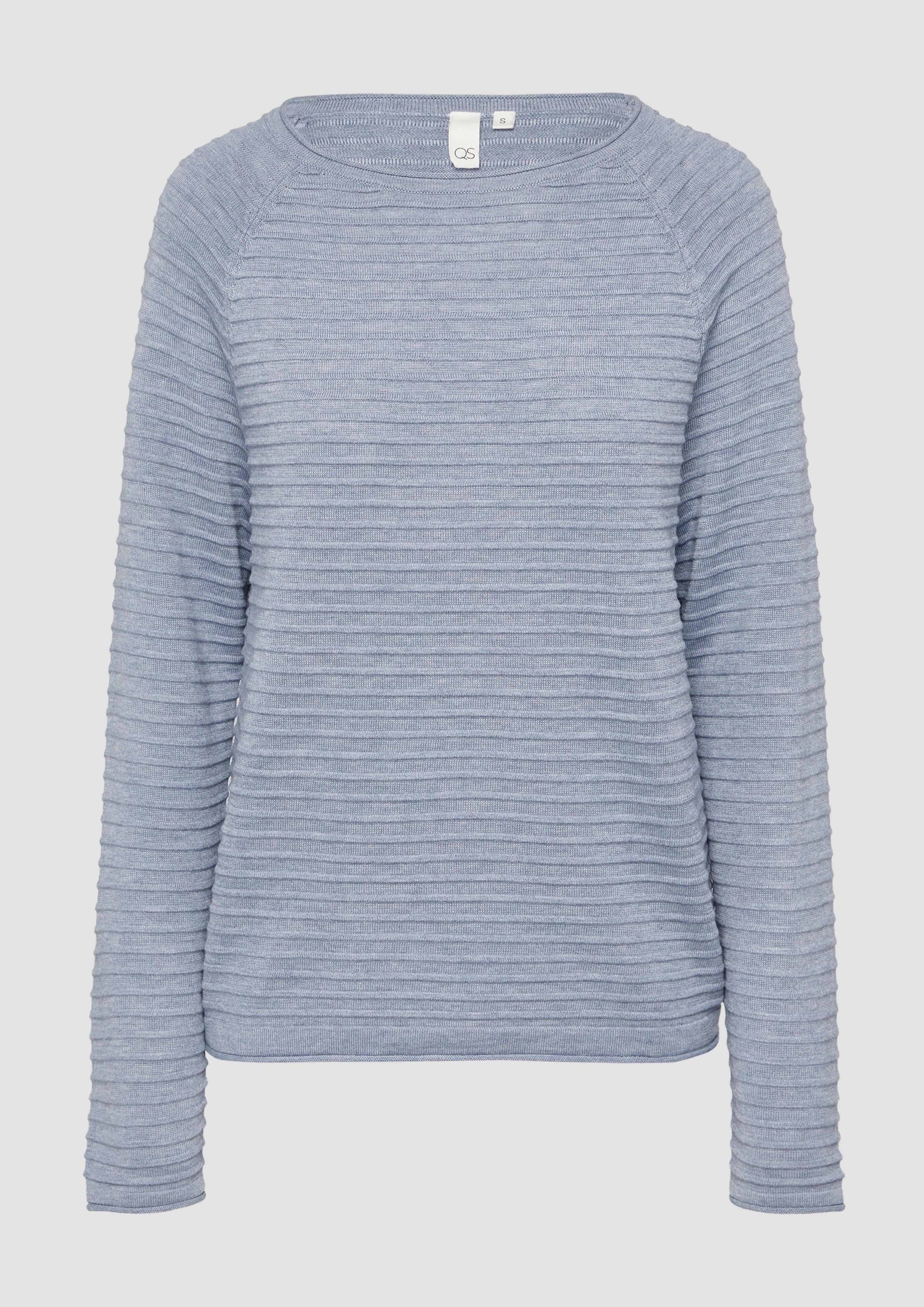 QS - Pullover mit Strukturmuster aus Viskosemix, Damen, blau