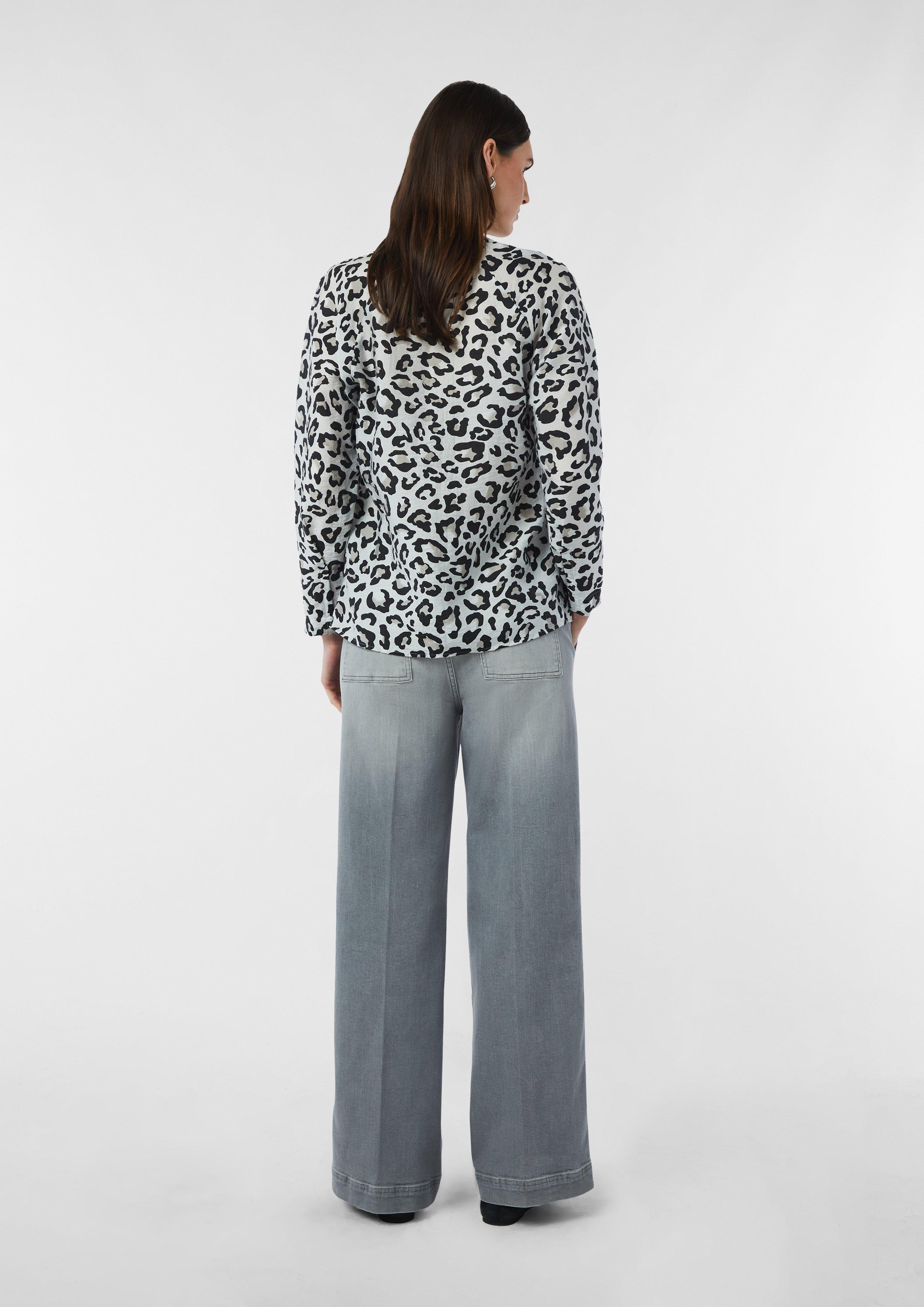 Textured tunic blouse with raglan sleeves - light grey | Comma Textured tunic blouse with raglan sleeves - light grey | Comma