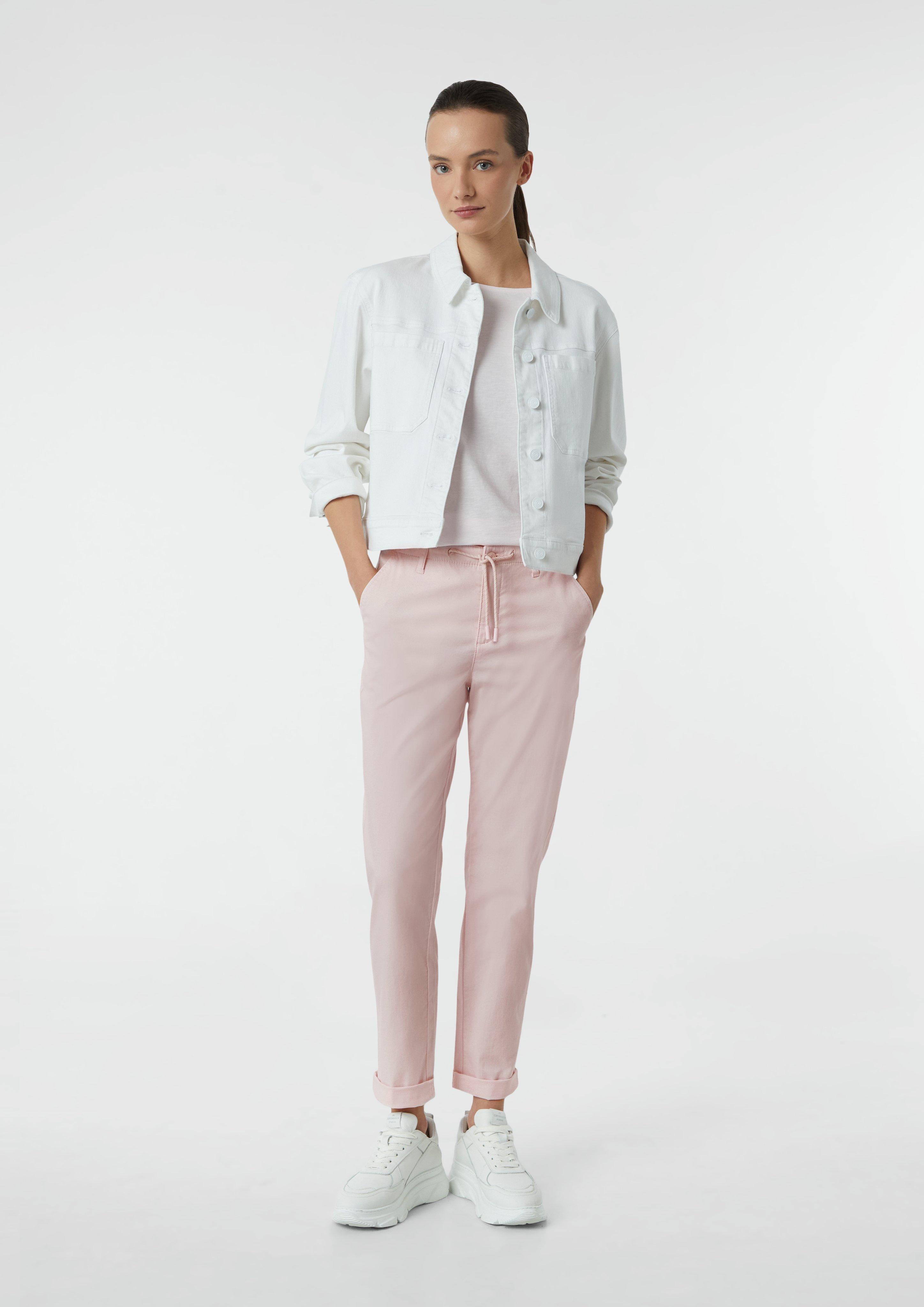 Stretch chinos with a drawstring and garment dye - Pink | SCAYLE