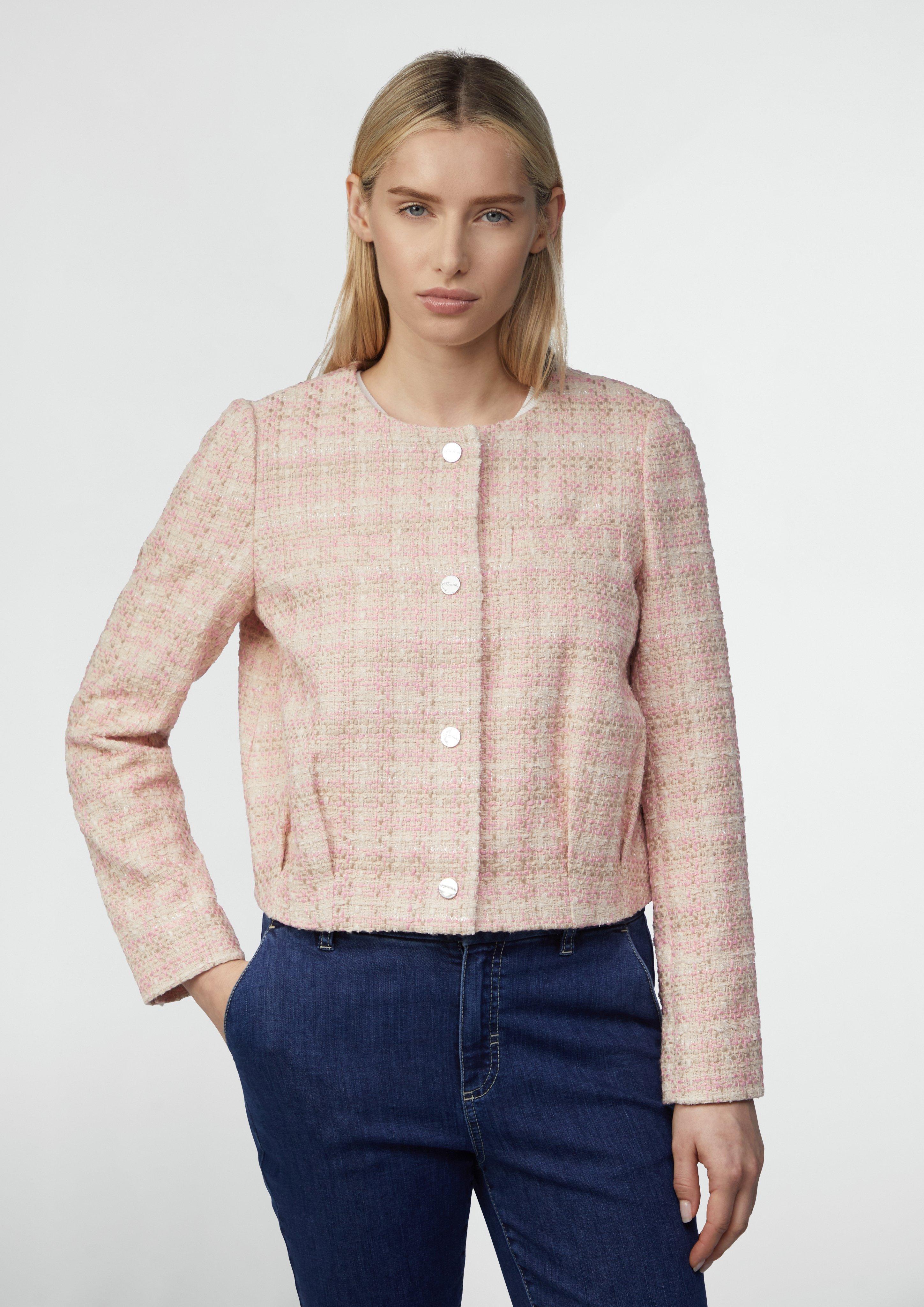 Short tweed jacket with patch pockets - pale blue | Comma Short tweed jacket with patch pockets - pale blue | Comma