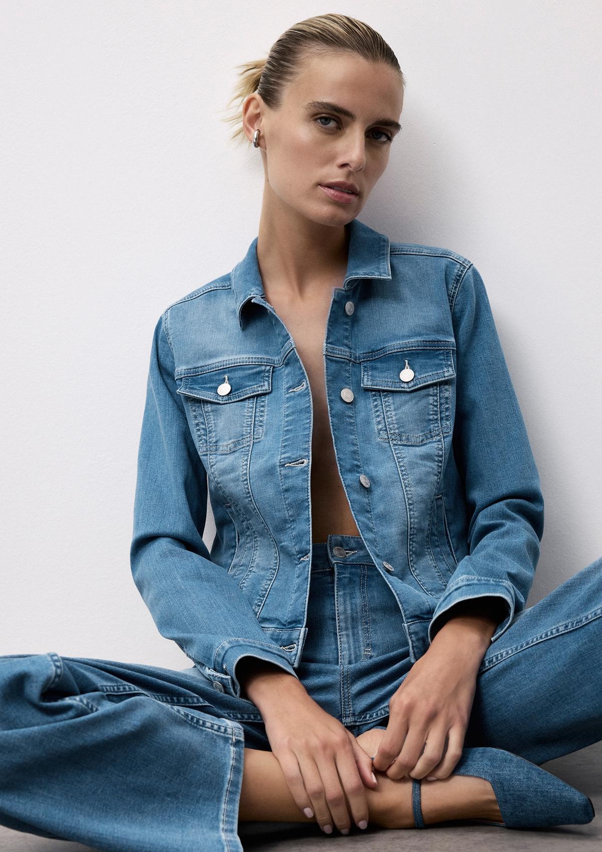 Stretch denim jacket with slit pockets - blue | Comma