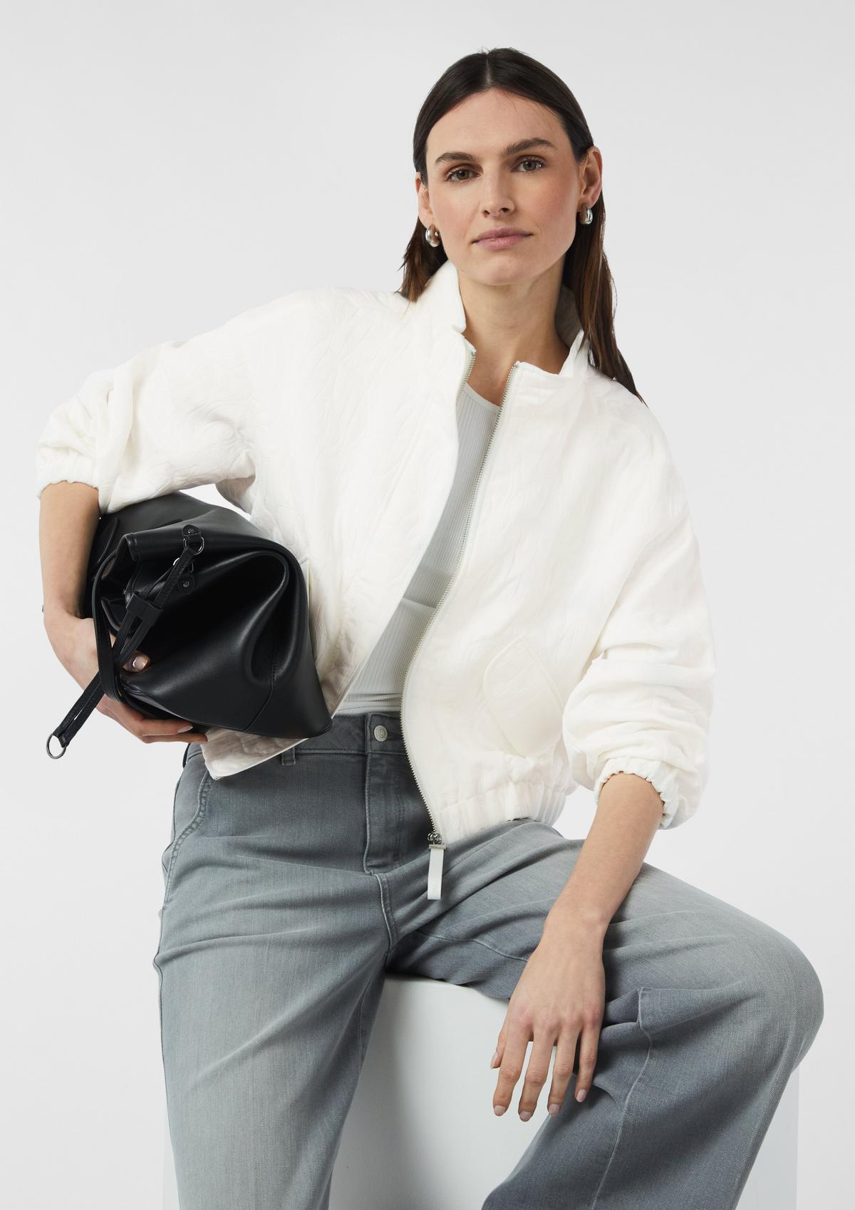 Textured bomber jacket in a boxy fit - white | Comma Textured bomber jacket in a boxy fit - white | Comma