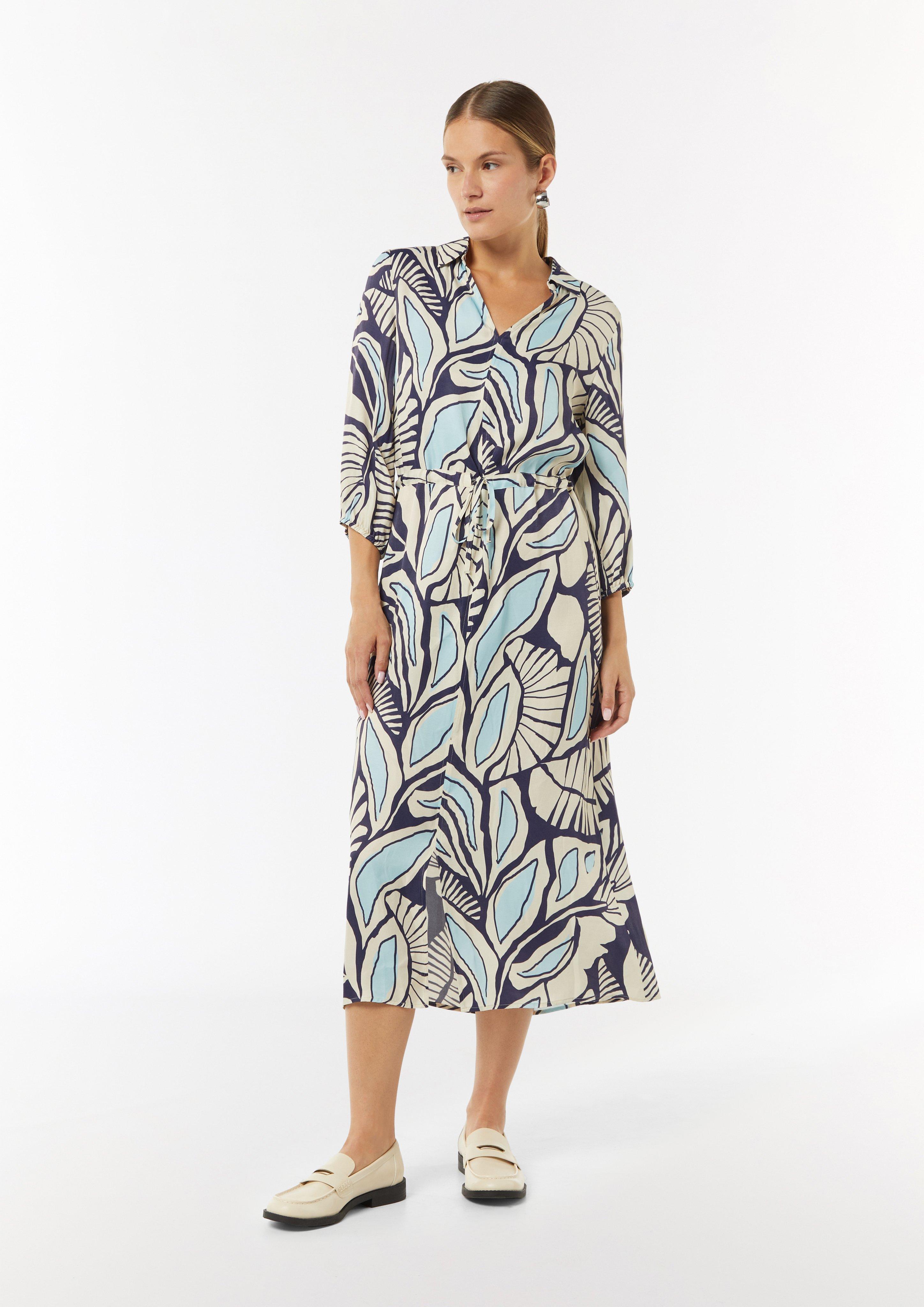 新品 Formentera Pleated Bicolor Dress 定価以下 Patterned shirt dress with a drawstring - Blue | SCAYLE