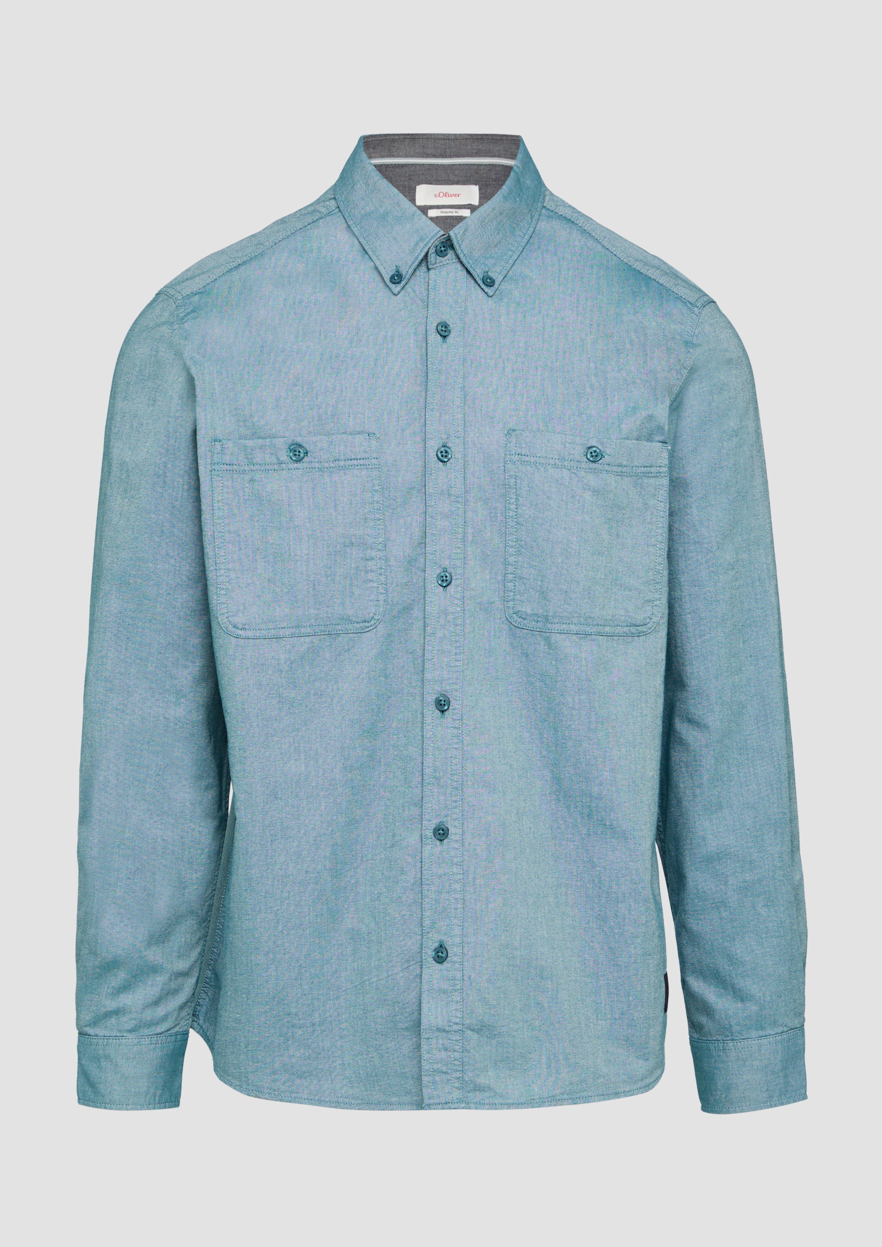 s.Oliver - Regular Fit: Baumwollhemd mit Button-Down-Kragen, Herren, Blau