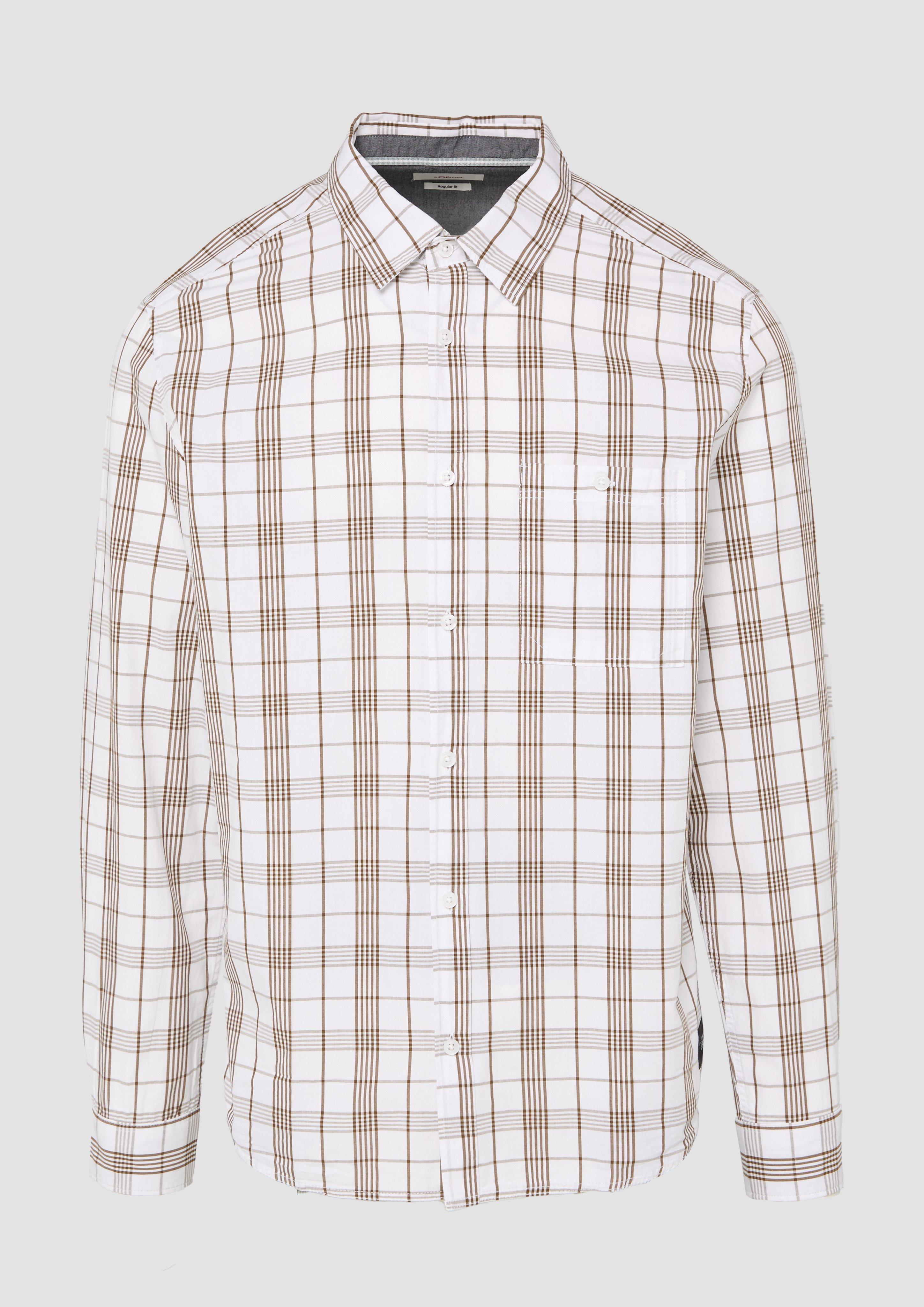 s.Oliver - Regular Fit: Kariertes Hemd mit Label-Patch, Herren, weiß