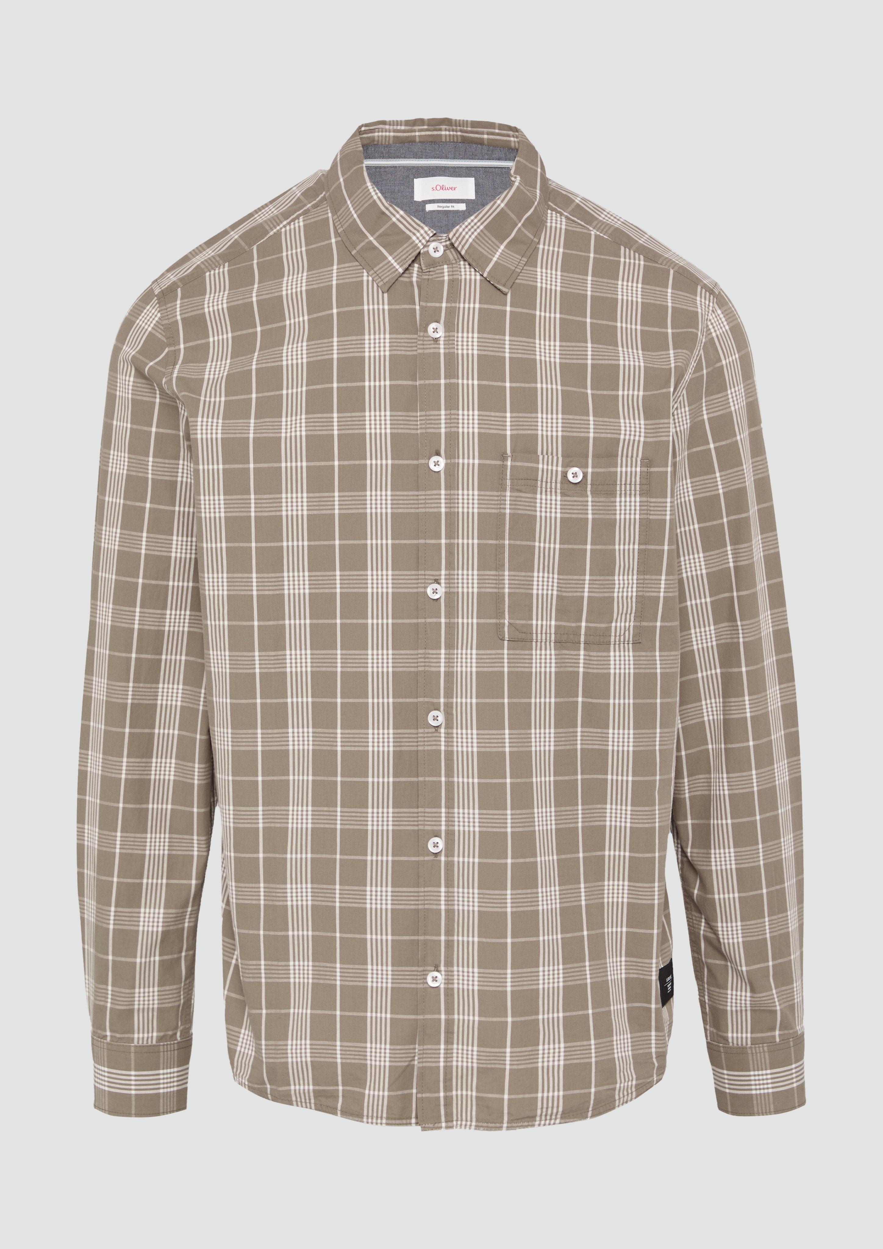 Thumbnail - s.Oliver - Regular Fit: Kariertes Hemd mit Label-Patch, Herren, braun