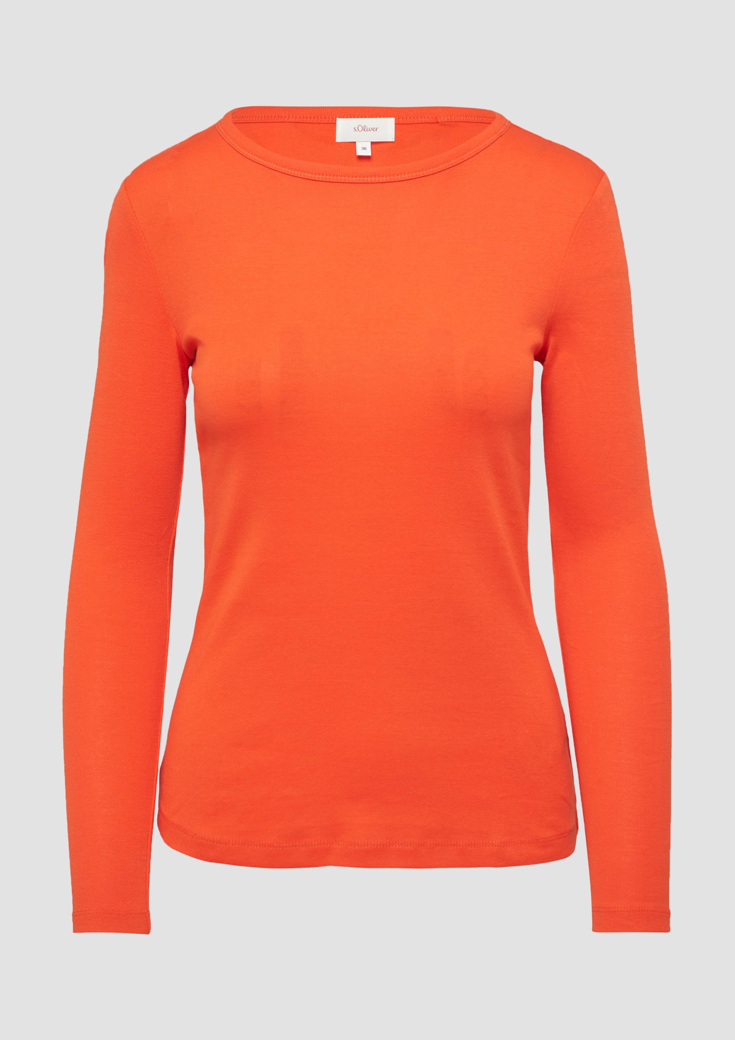 s.Oliver - Longsleeve mit Rippstruktur, Damen, Orange